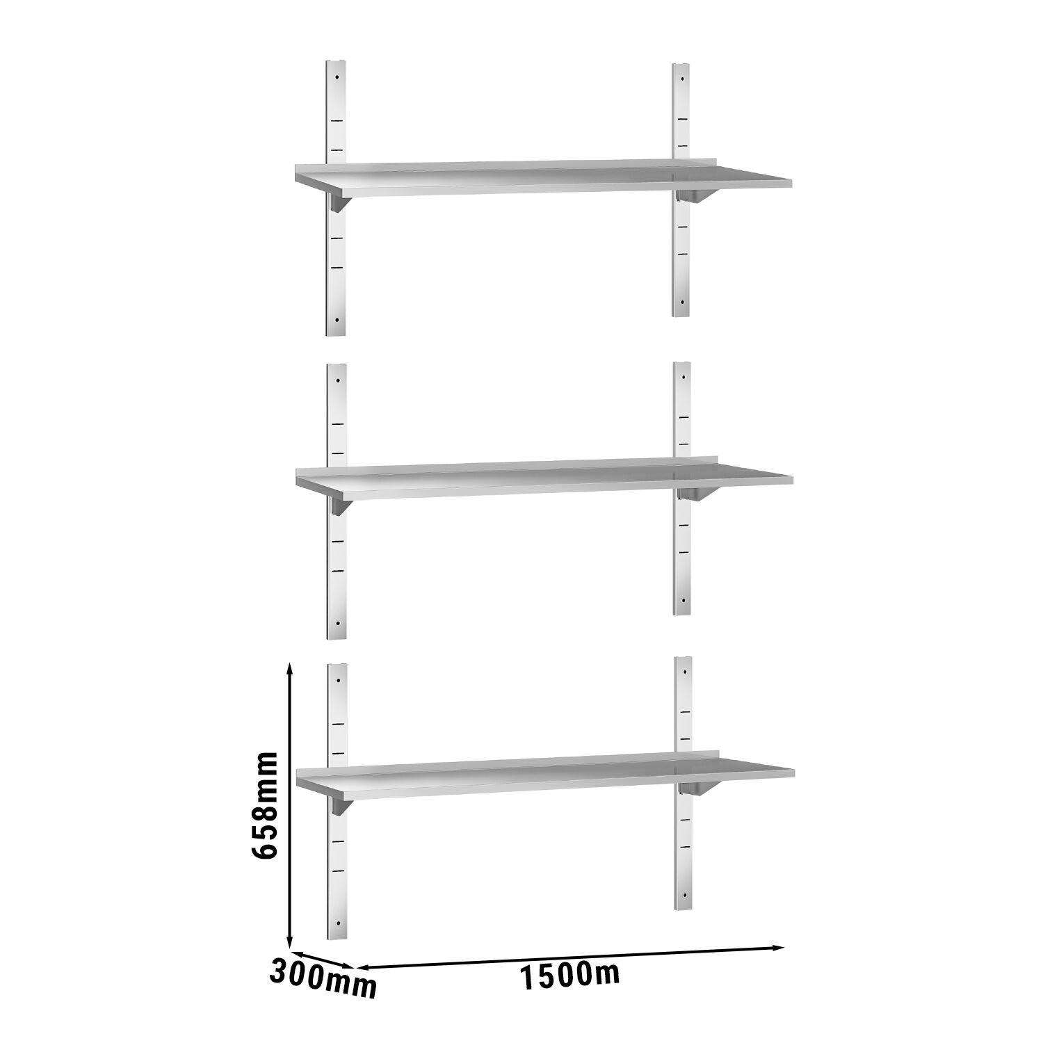 Étagère murale PREMIUM - 1500 x 300 mm - avec 3 niveaux