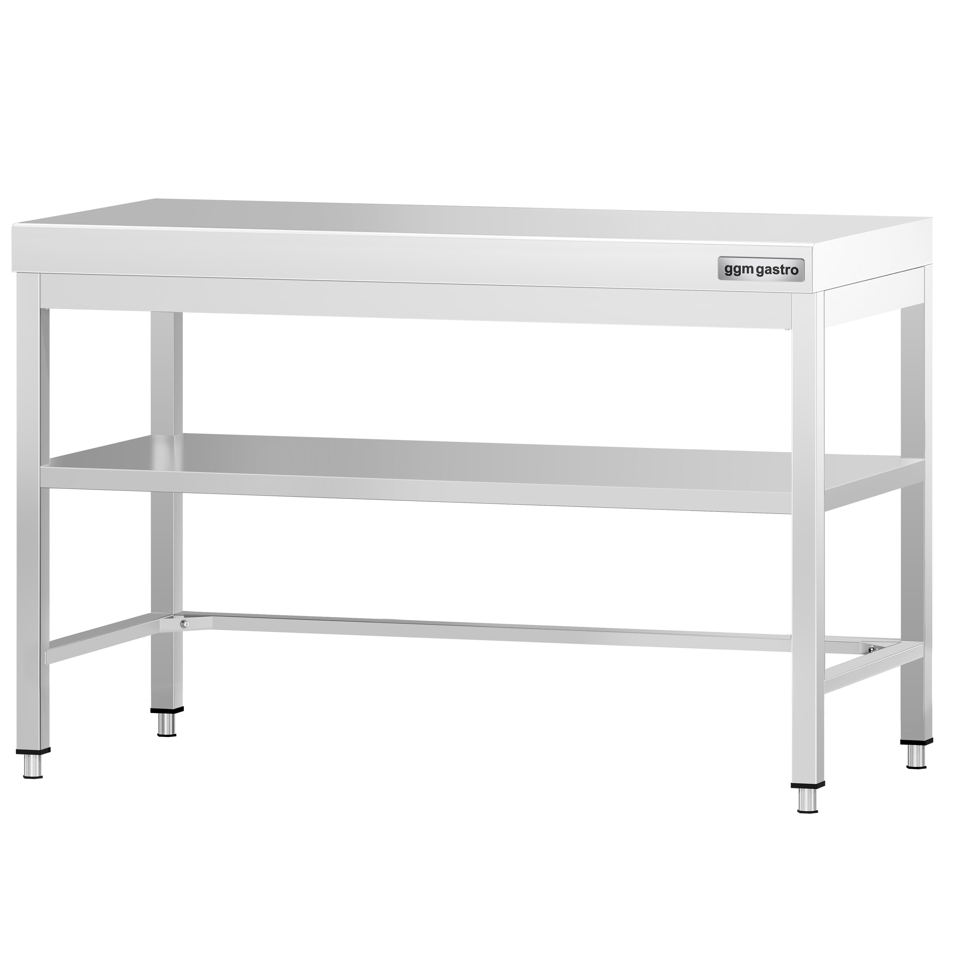 Table de travail inox PREMIUM - 1200 x 600 mm - avec tablette inférieure & Renforts