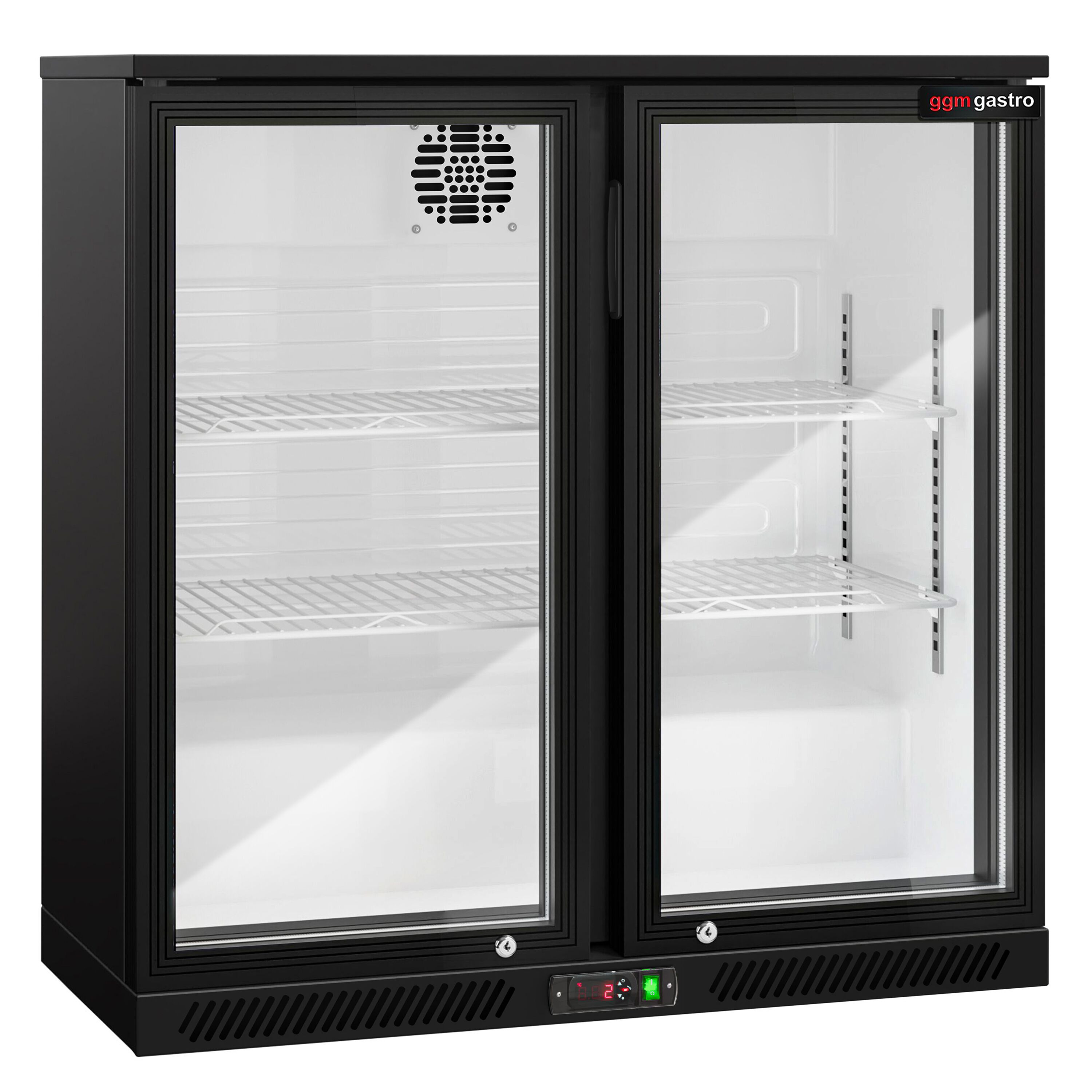 Réfrigérateur de bar – 900 mm – 220 litres – avec 2 portes vitrées battantes – Noir