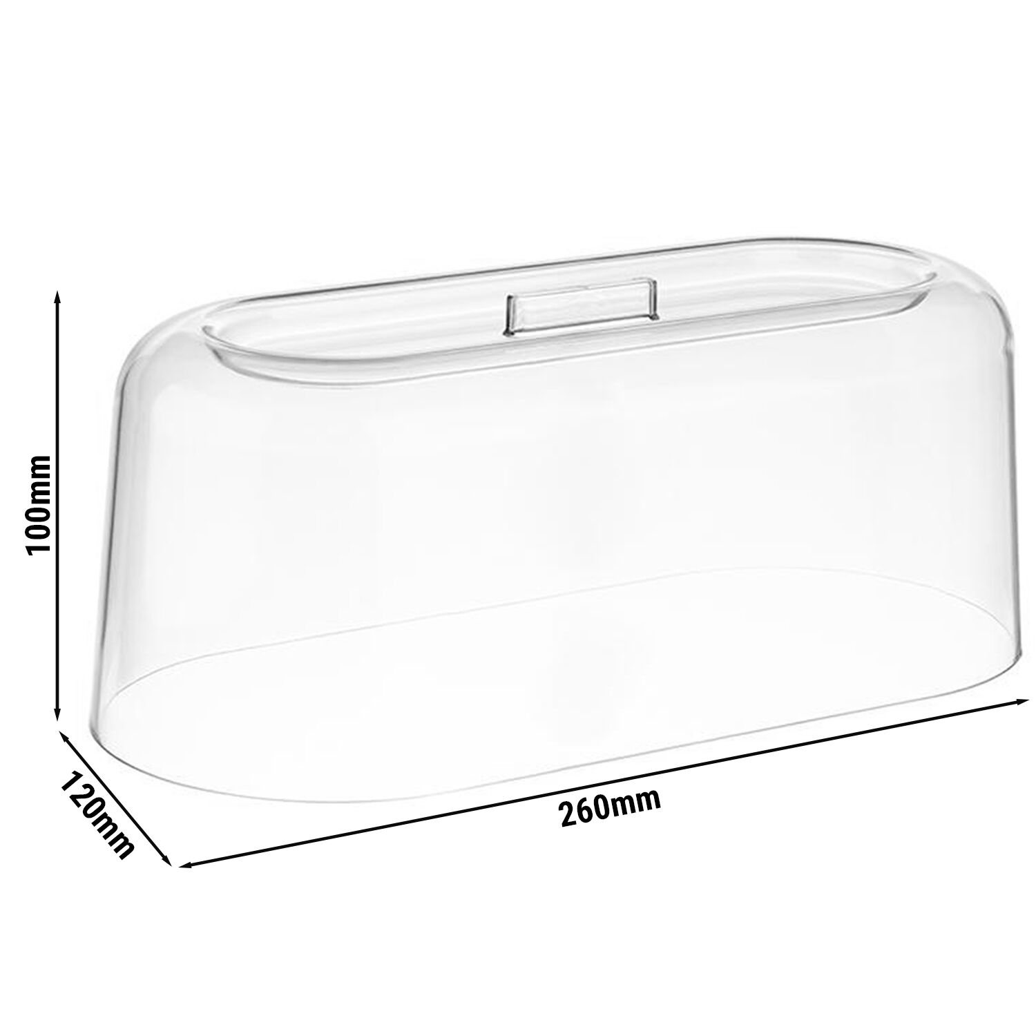 Frischhalte Haube - SAN műanyag - 260x120 mm - Magasság: 100 mm - ovális