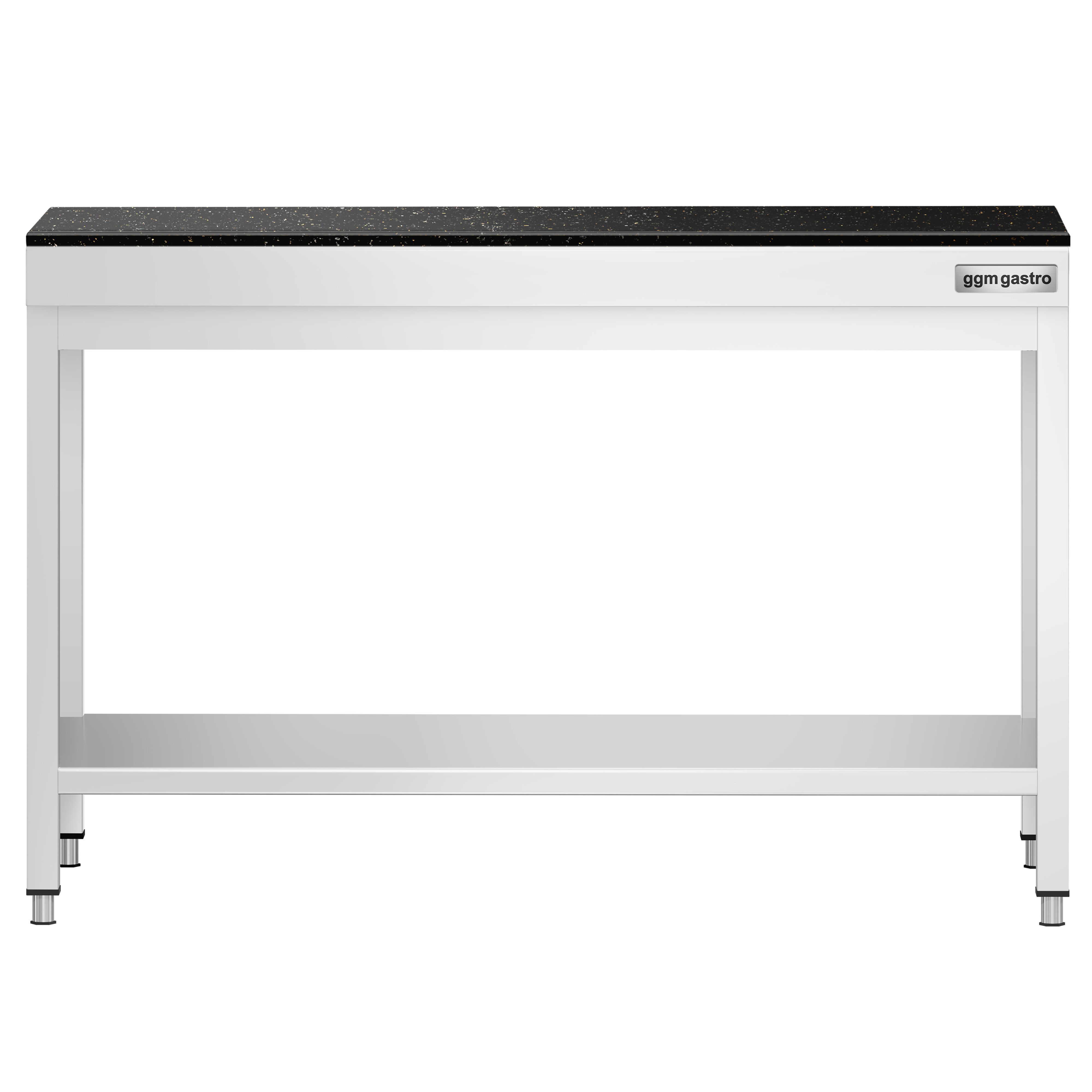 Table de travail inox PREMIUM - 1200 x 600 mm - avec tablette inférieure - incl. Plan de travail en Granit