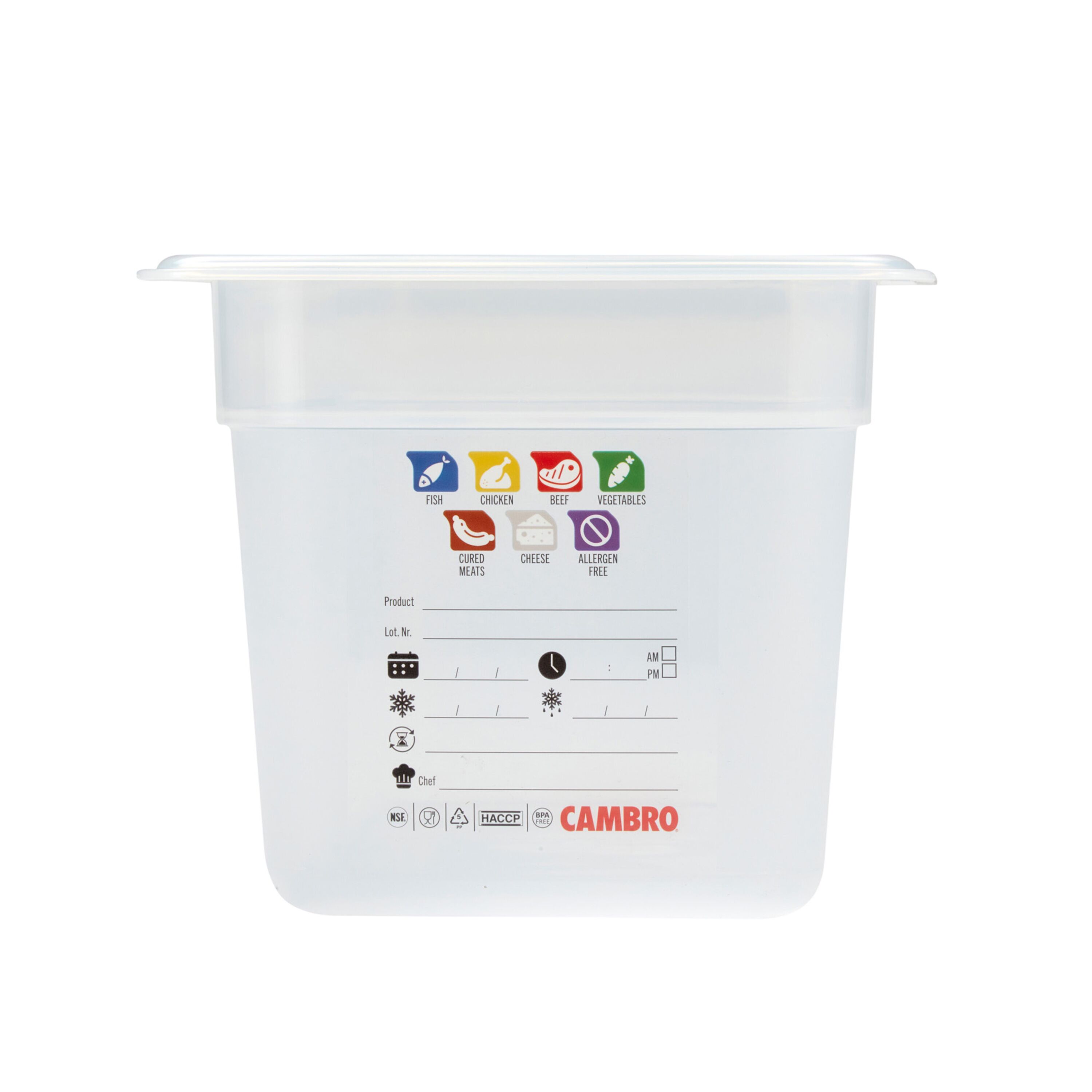 (6 pièces) CAMBRO | SafeTrak - Récipients en polypropylène GN 1/3 - laiteux - Hauteur : 150mm
