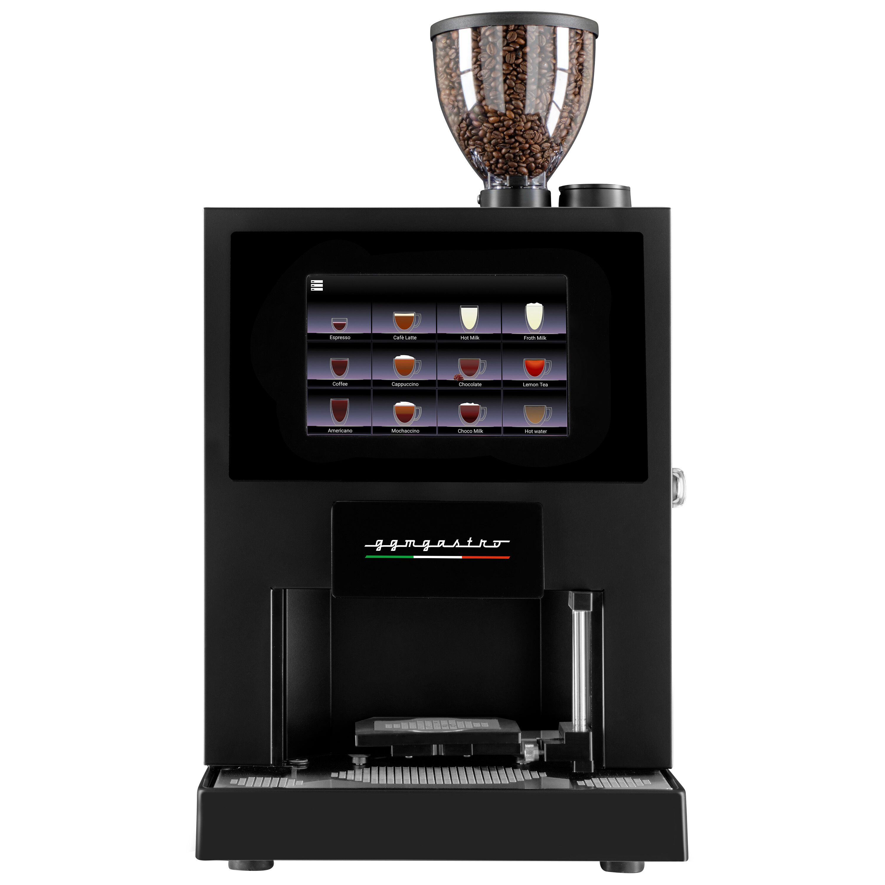 Machine à café automatique - 30 programmes - écran tactile 10 pouces - 1 réservoir à grains & 2 compartiments à poudre - avec système de lait frais