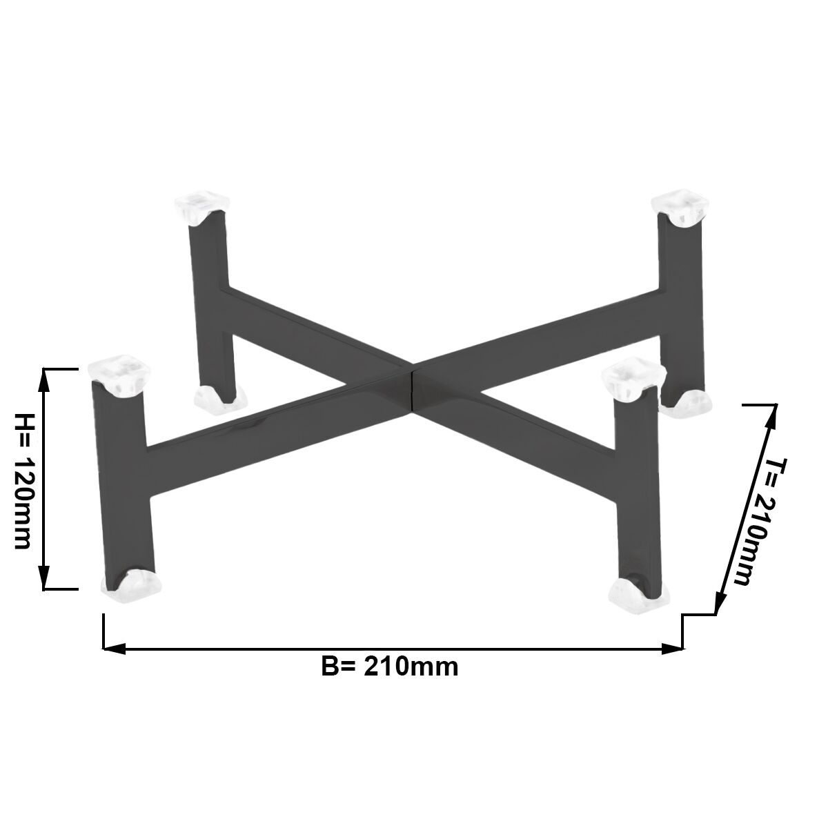 Bufféställ - svart, pulverlackerat rostfritt stål - 210x210 mm - Höjd: 120 mm