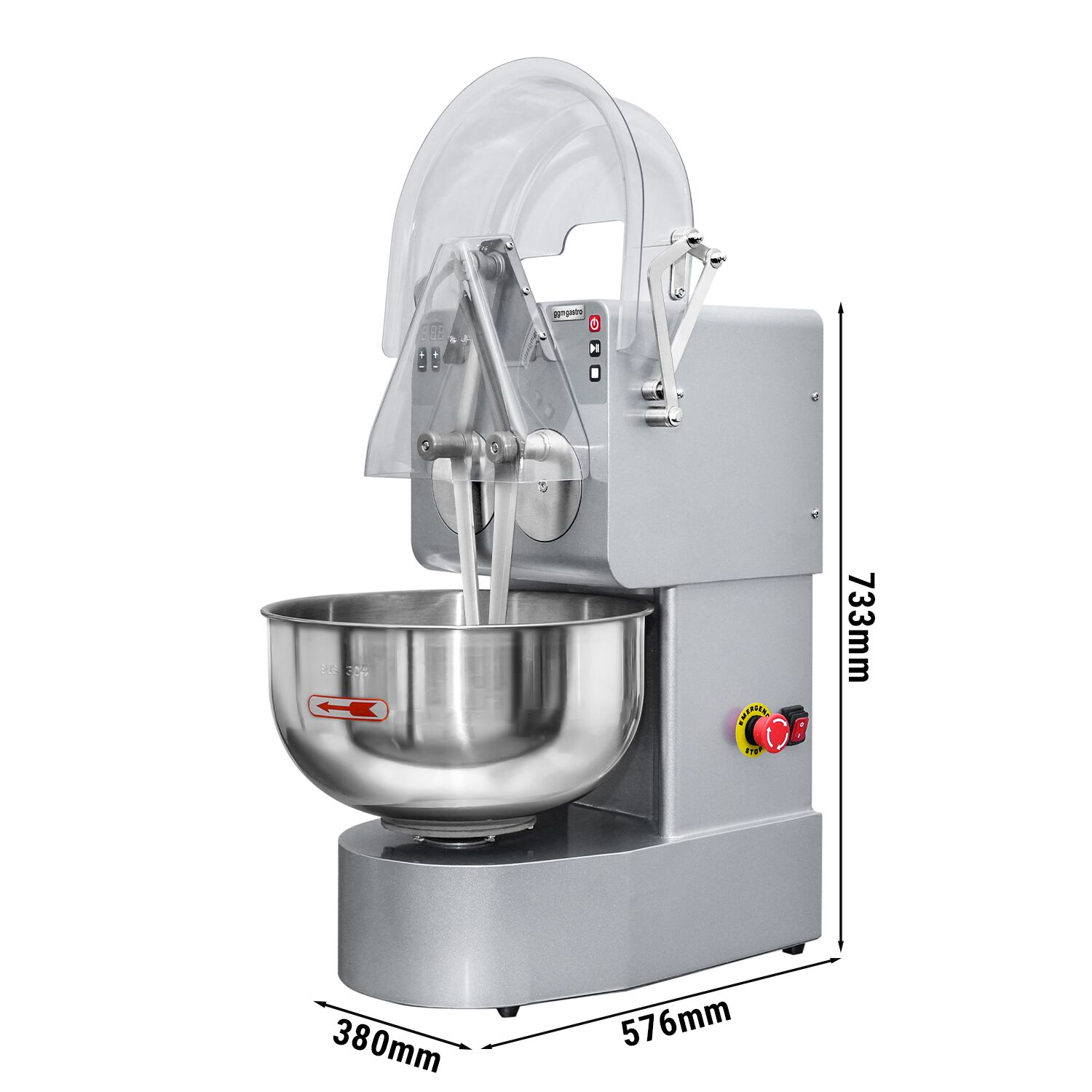 Pétrin de Boulangerie - 16 Litres / 6 kg - 5 Vitesses - avec Bras Basculants