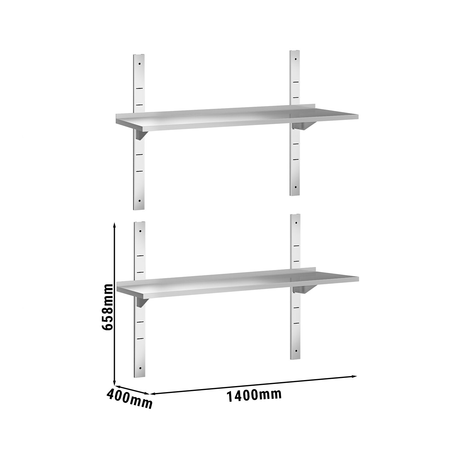 Étagère murale PREMIUM - 1400 x 400 mm - avec 2 niveaux
