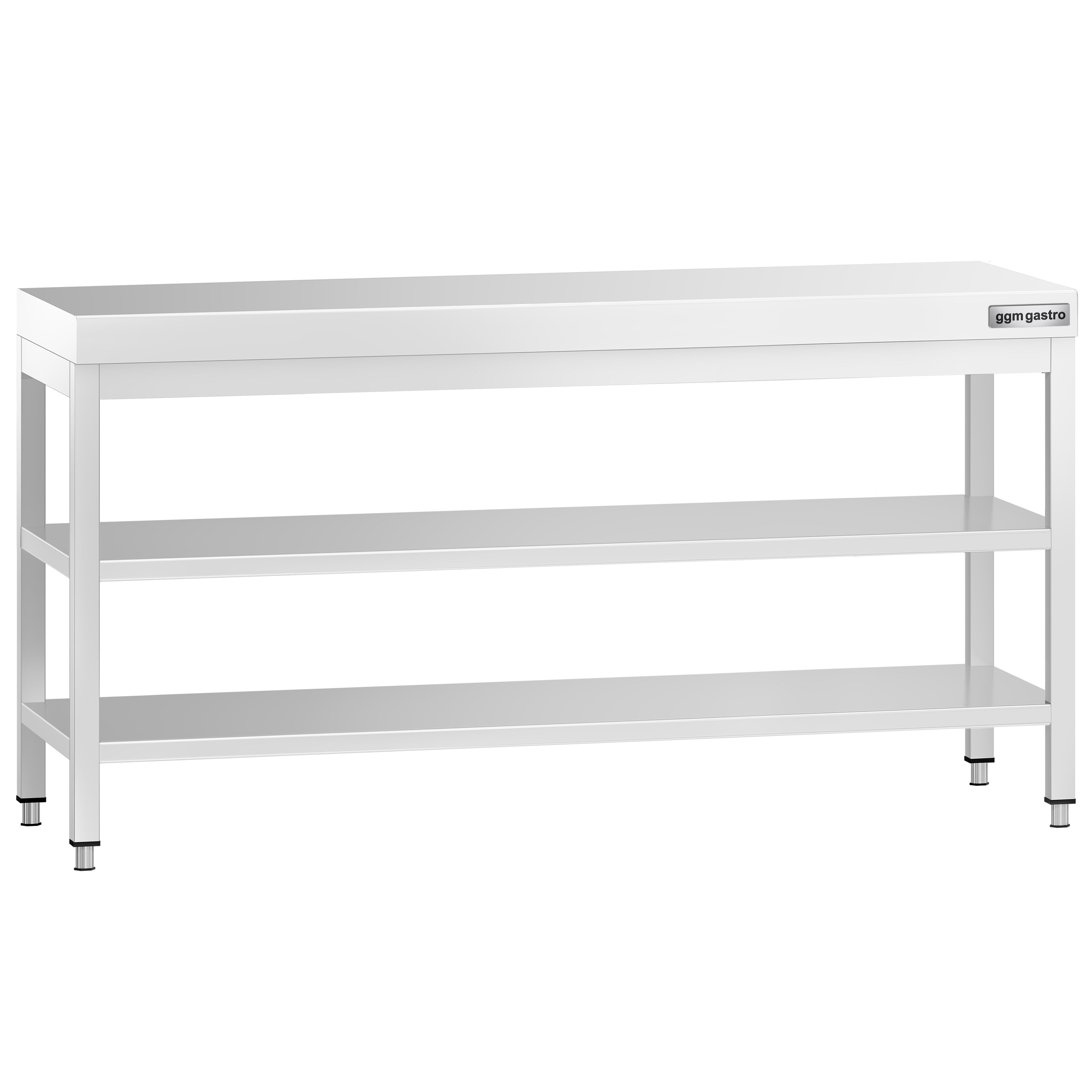 Table de travail inox PREMIUM - 2000 x 800 mm - avec tablette inférieure & Tablette intermédiaire