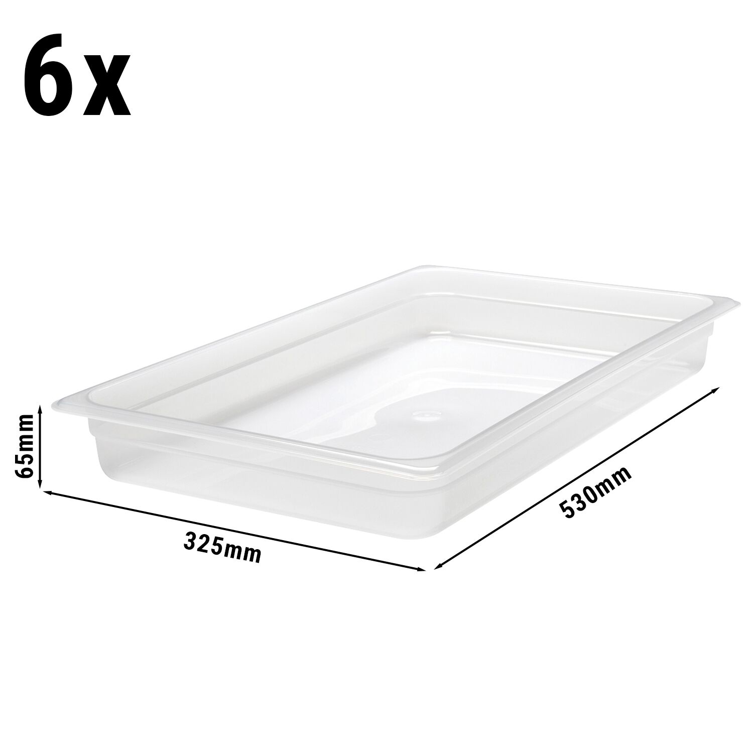 (6 pieces) CAMBRO | Gastronorm Container - 1/1 - Polypropylene - Translucent - 65 mm