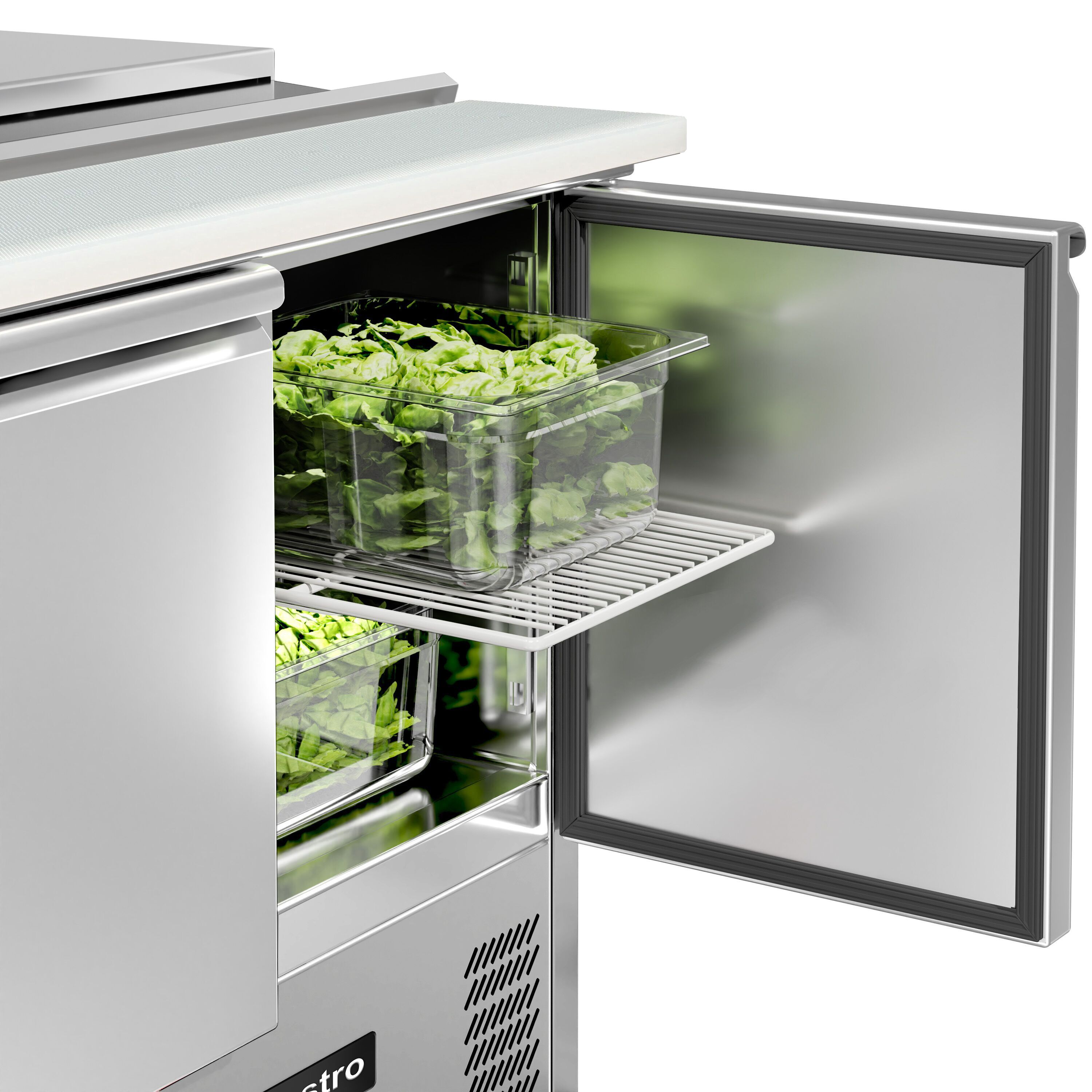 Saladette réfrigérée ECO - 903mm - 240L - 2 portes - avec découpe pour 2x GN 1/1 & 3x GN 1/6 & Couvercle inox