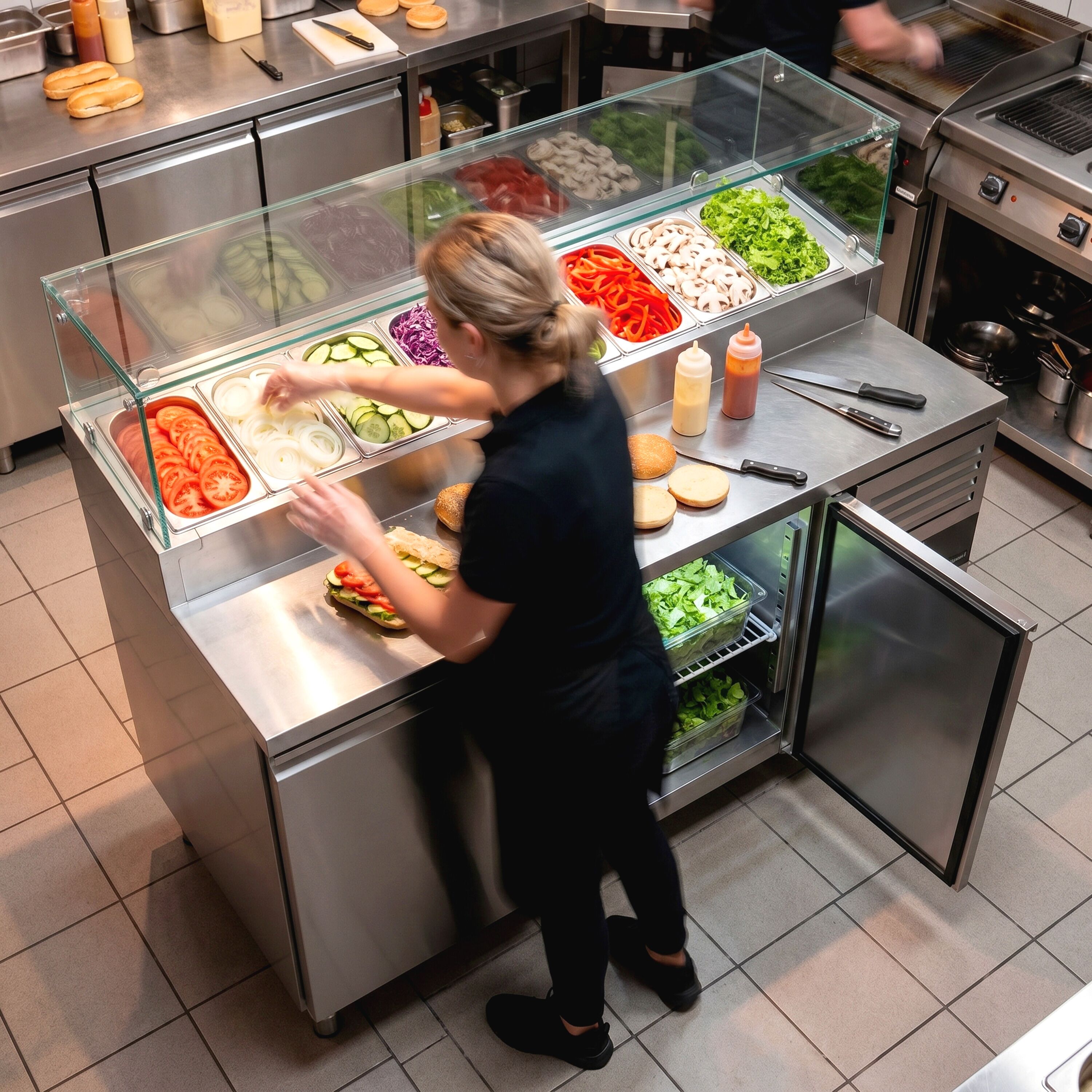 Commercial Saladette Prep Counter PREMIUM - 1510x800mm - 2 Doors - for 8x GN 1/3