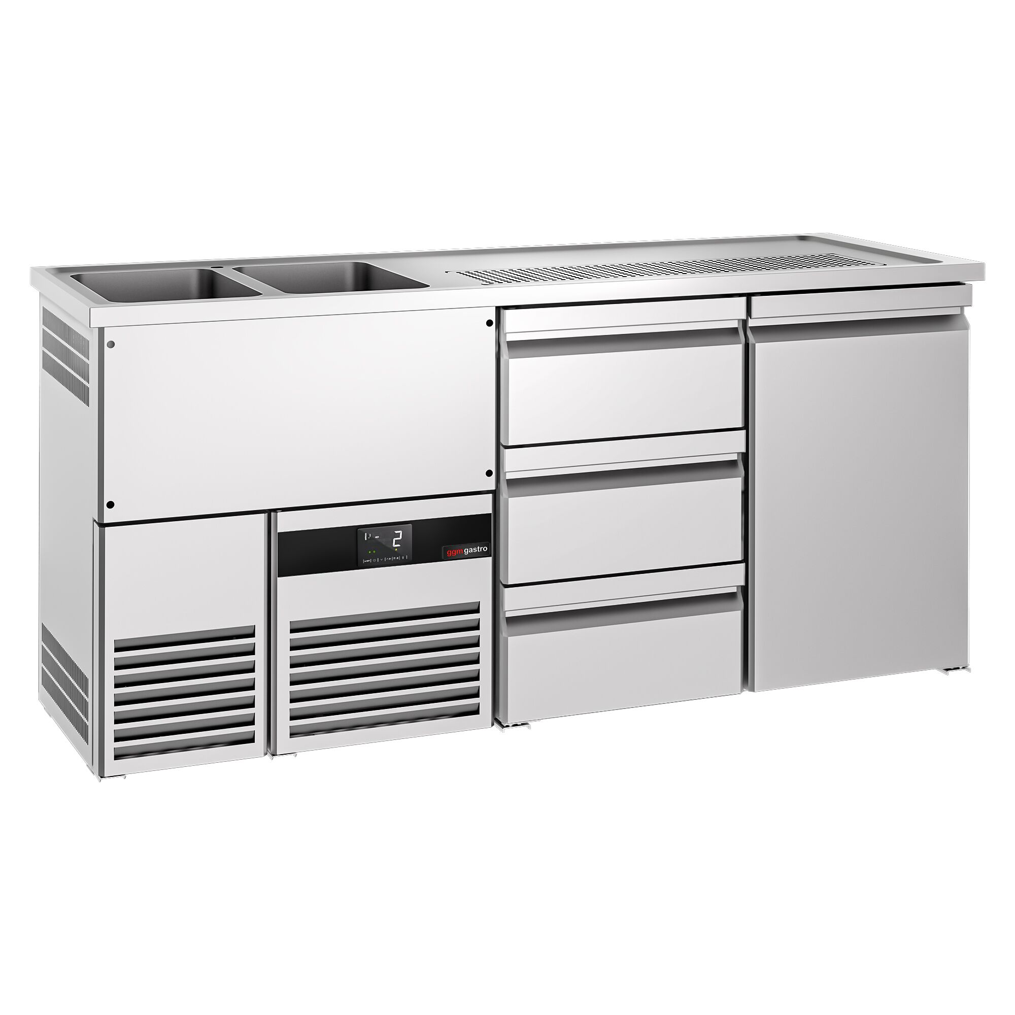 Comptoir de bar réfrigéré PREMIUM - 1950x700mm - 1 porte & 3 tiroirs