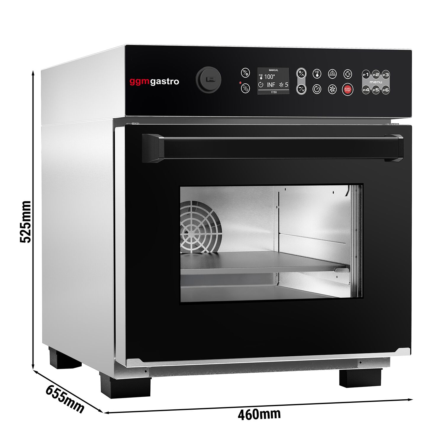 Four à cuisson accélérée - 3,4 kW - inox - incl. sonde de température, plaque à pizza, panier antiadhésif | cuisson 80 % plus rapide