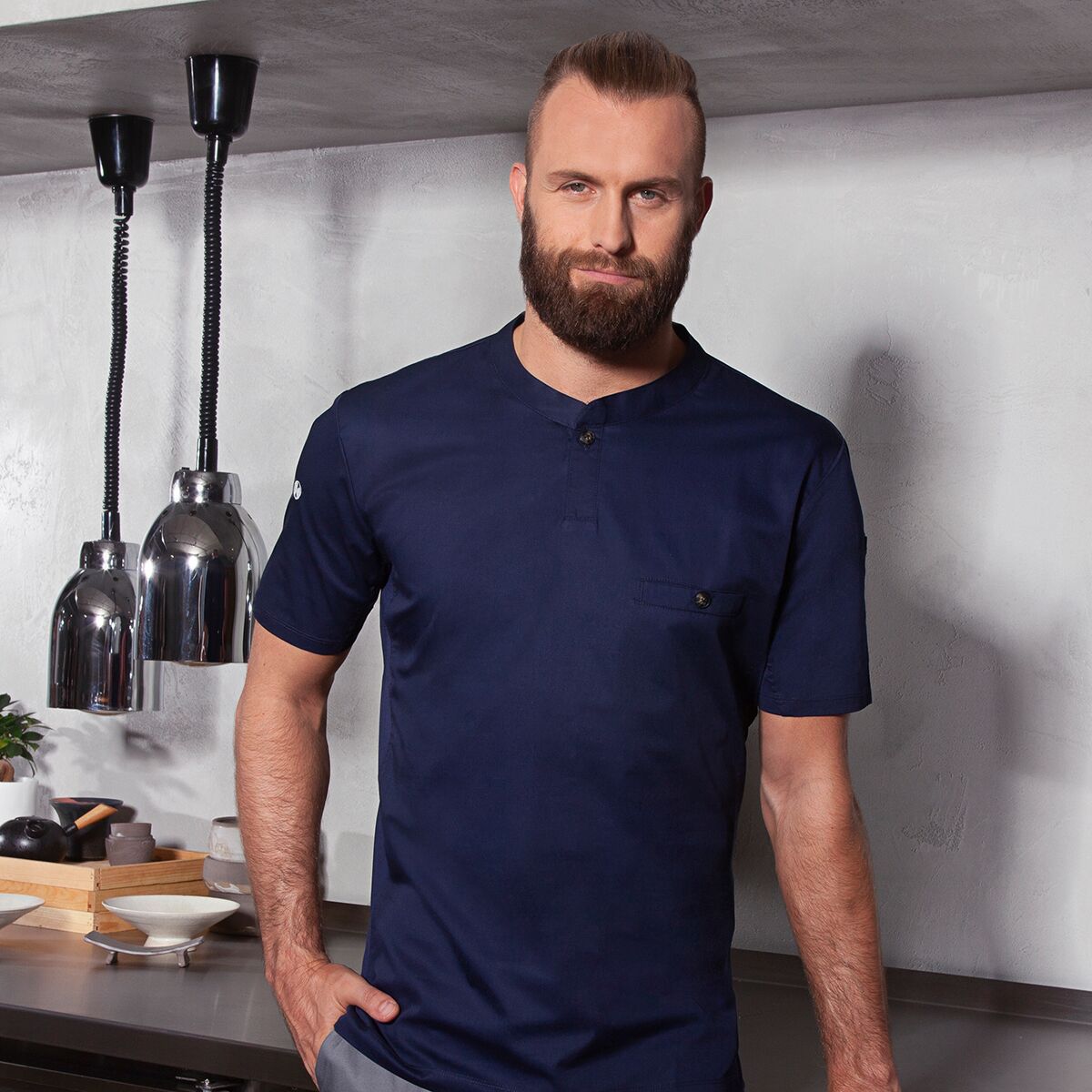 (6 pièces) KARLOWSKY | Chemise de travail manches courtes homme Performance - Marine - Taille : 3XL