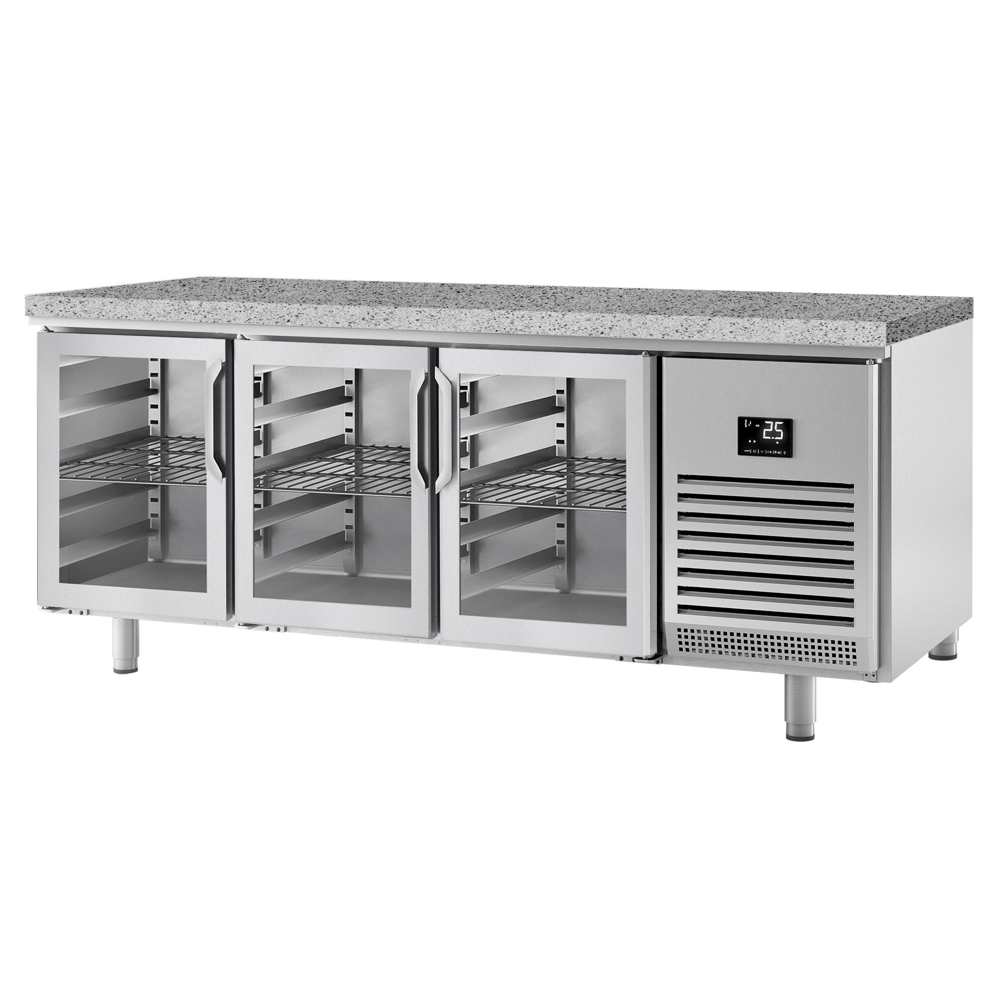 Bakery Counter Fridge PREMIUM PLUS - 2185x800mm - glass doors - granite worktop - capacity 635 litres
