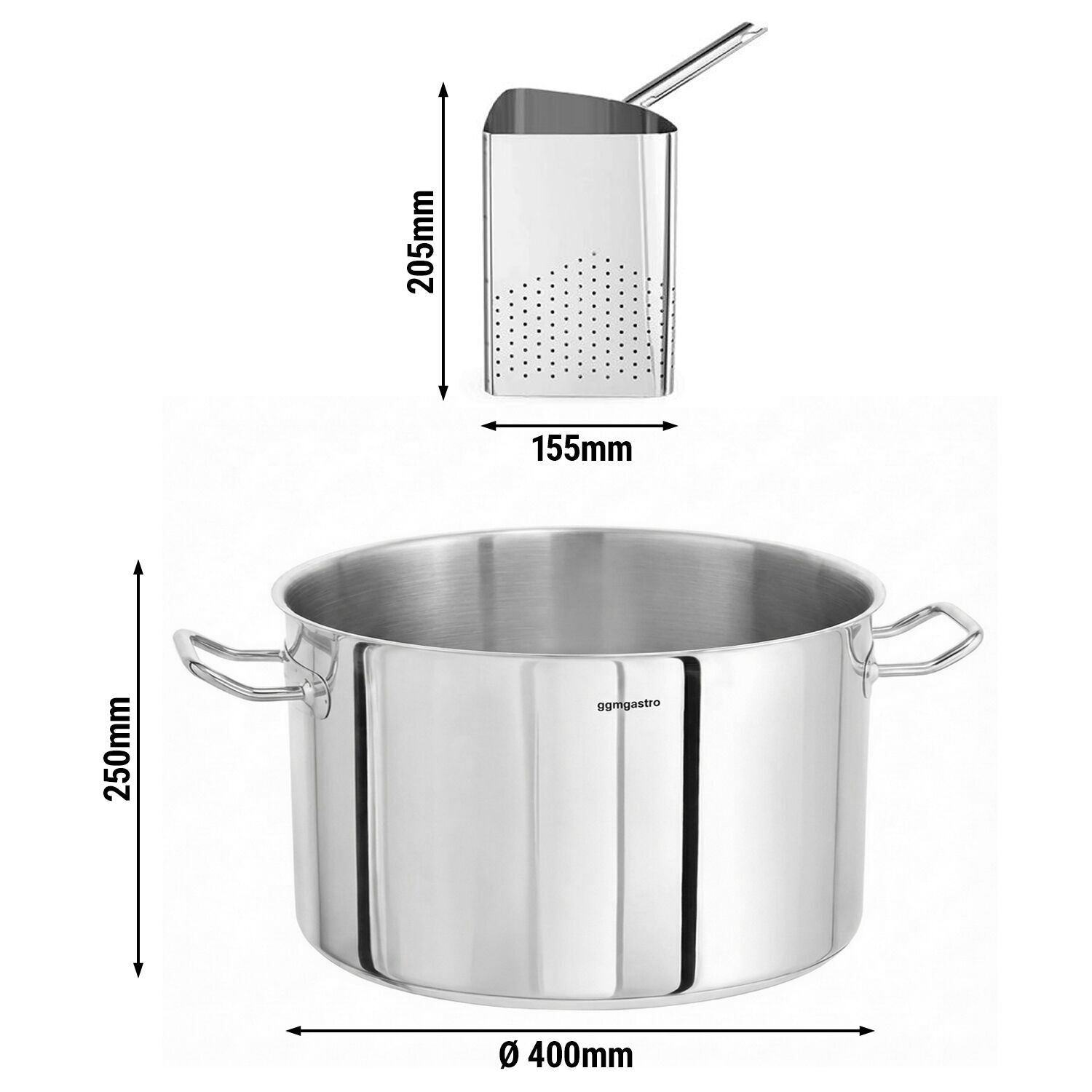 Marmite à Pâtes avec Paniers - Acier Inoxydable - 32 L - Ø 400 mm - incl. 4 Paniers - Compatible Induction