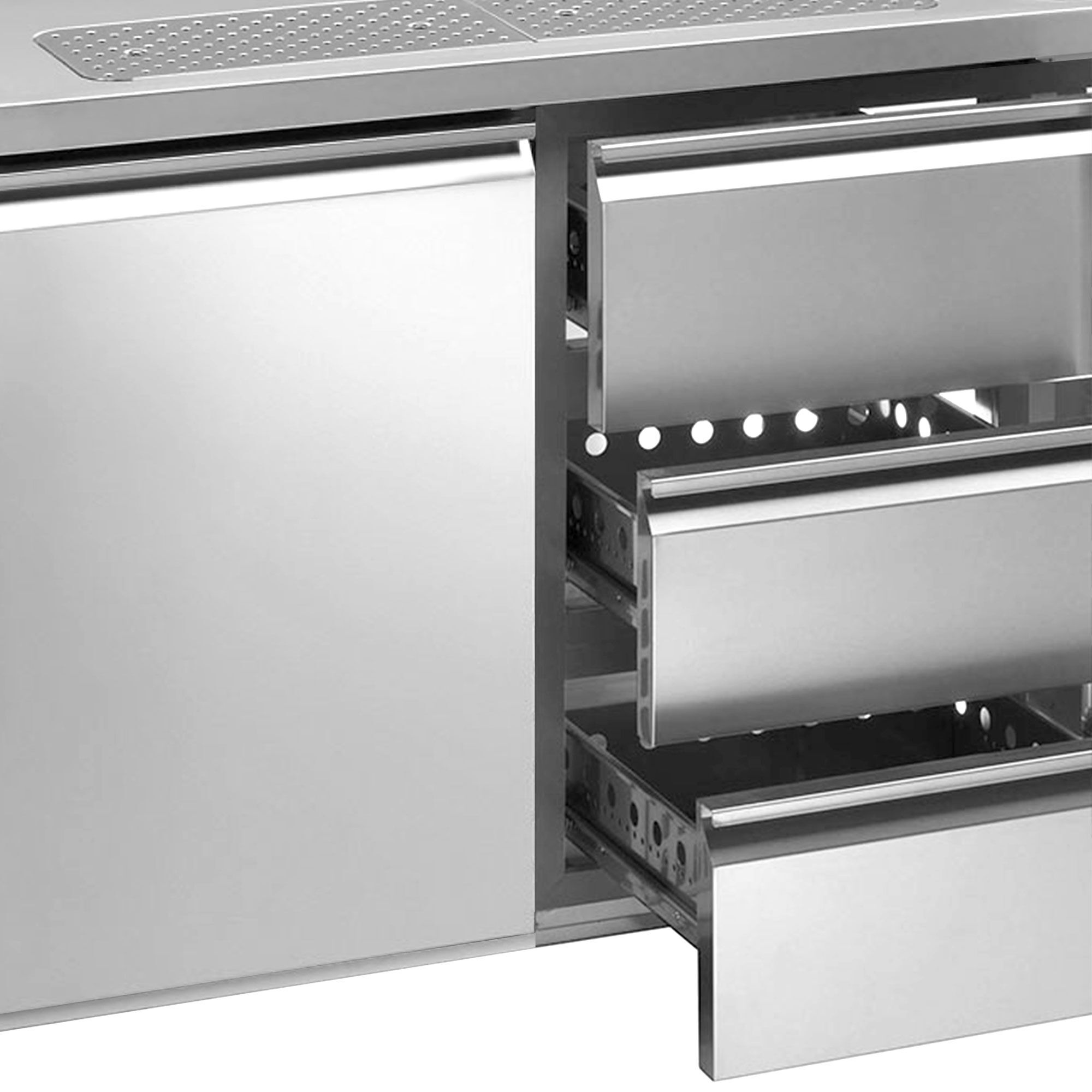 Comptoir de bar réfrigéré Premium PLUS - 2500x700mm - 2 portes & 3 tiroirs