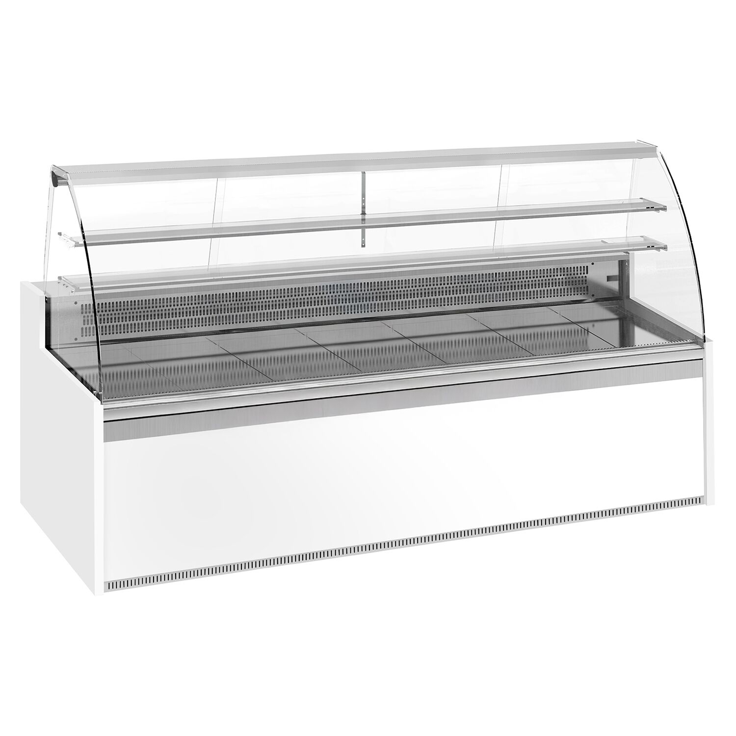 Comptoir vitrine réfrigérée - 2560x985mm - 430L - +4/+8°C - 4 portes - Vitre bombée
