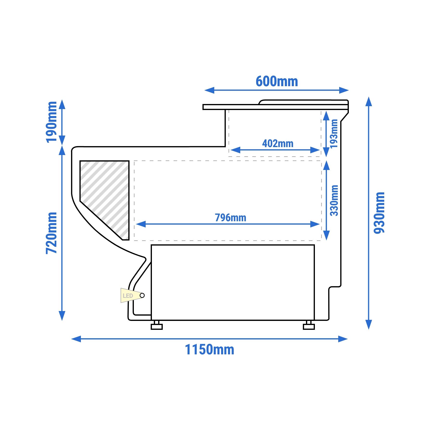 Table de caisse – 800 mm – panneau frontal Blanc
