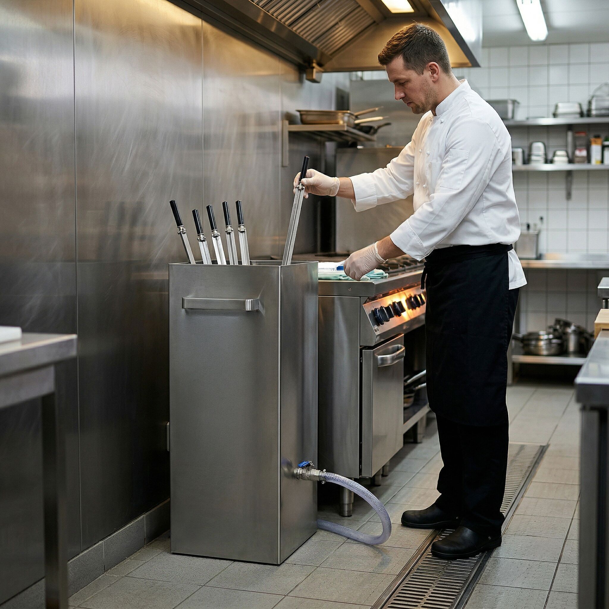 Cleaning Tank for Chicken Rotisserie Skewers - 300x480x800mm - Stainless Steel