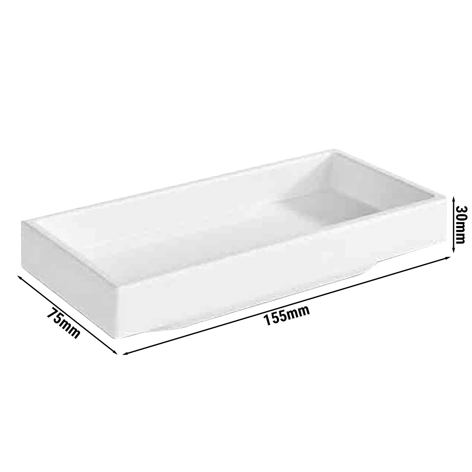 (6 pcs) Coupe - ASIA PLUS - Mélamine - 100ml - rectangulaire - 155x75mm - Profondeur : 30mm - Blanc