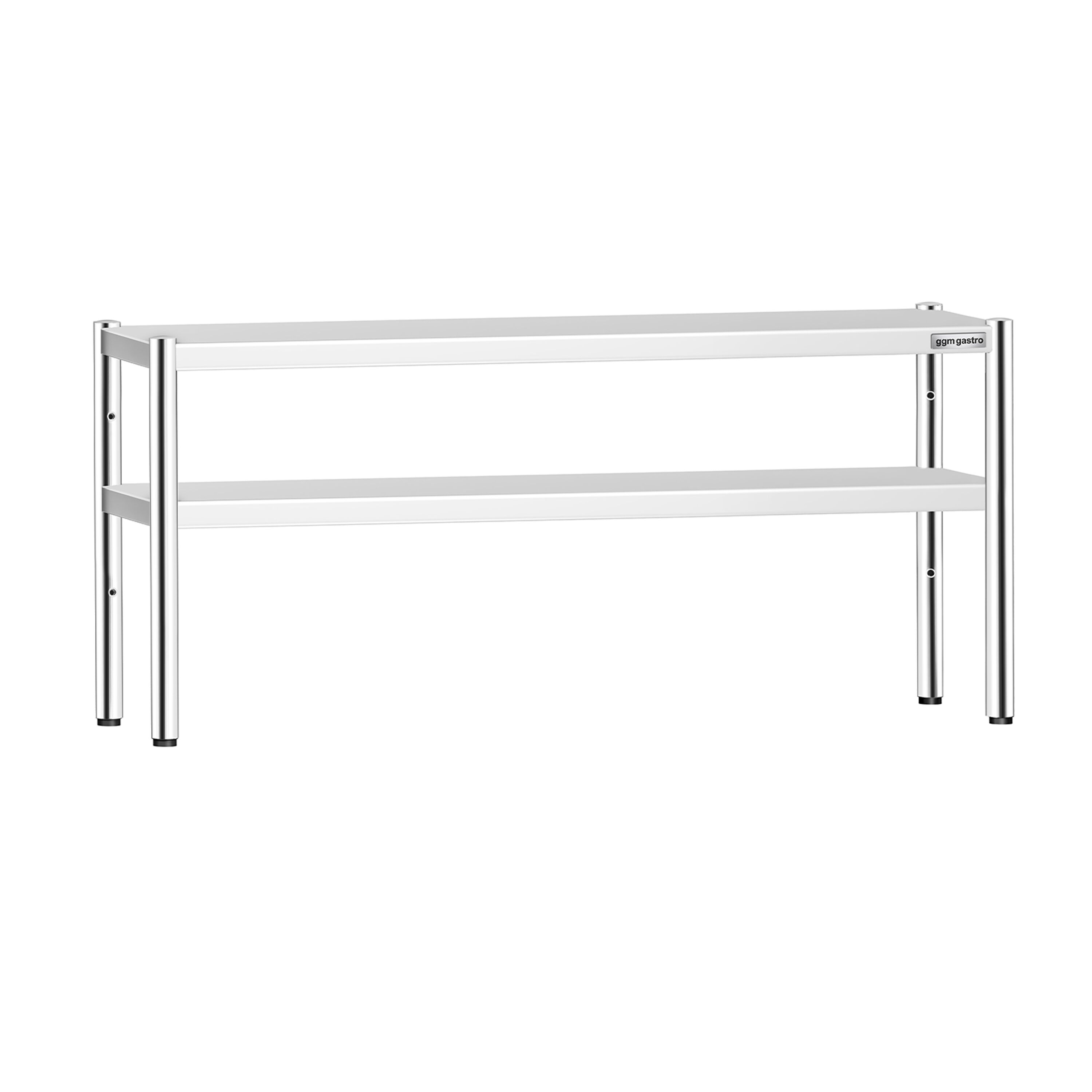 Étagère supérieure en inox – 2 niveaux – 1800 × 370 mm – hauteur réglable