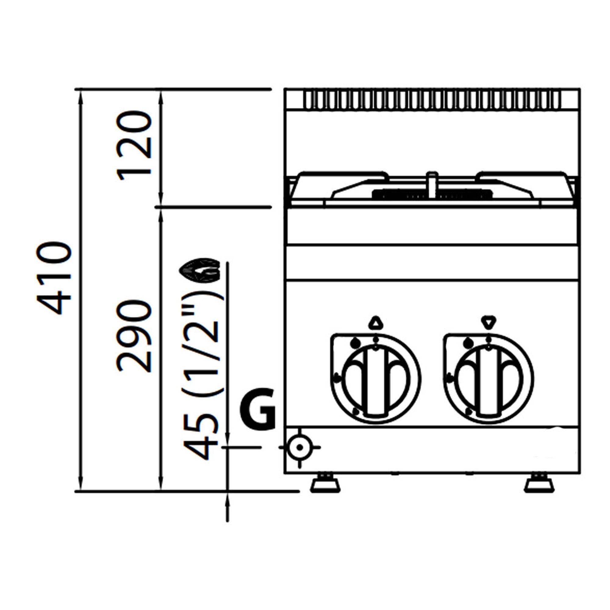 Fourneau à gaz – 9,5 kW – 2 brûleurs