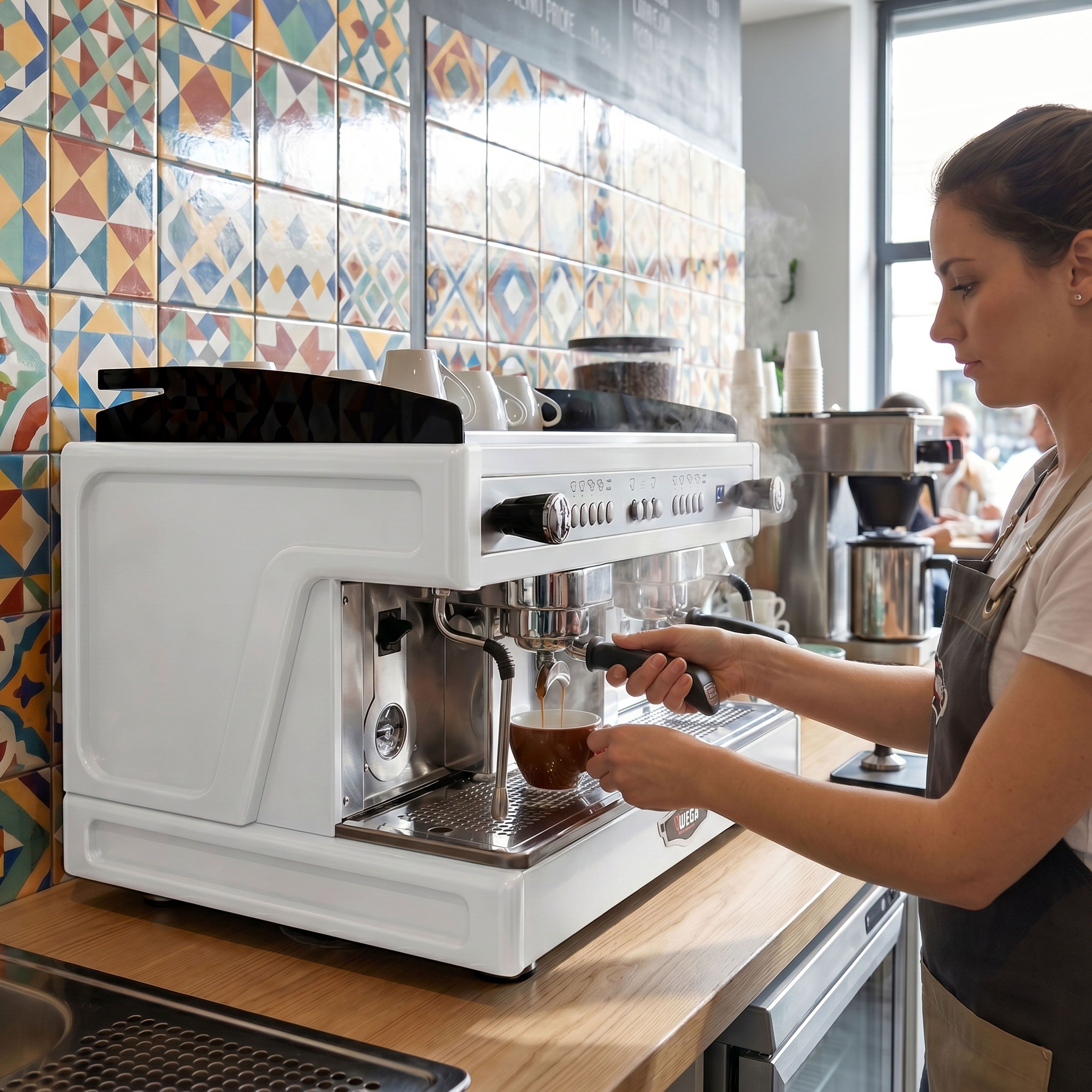 WEGA | Airy – Commercial 2-Group Espresso Machine – 3.85 kW – with 2 Steam Wands & Hot Water – White