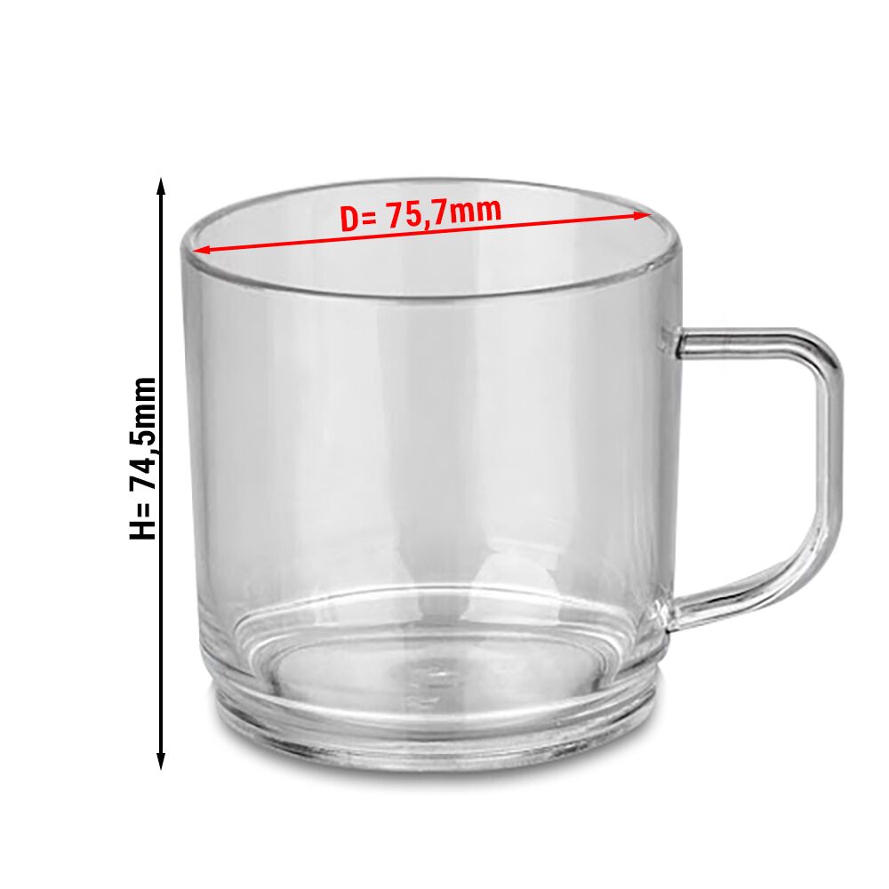 (50 pièces) Tasse en Polycarbonate - Transparente - 200 ml - Incassable