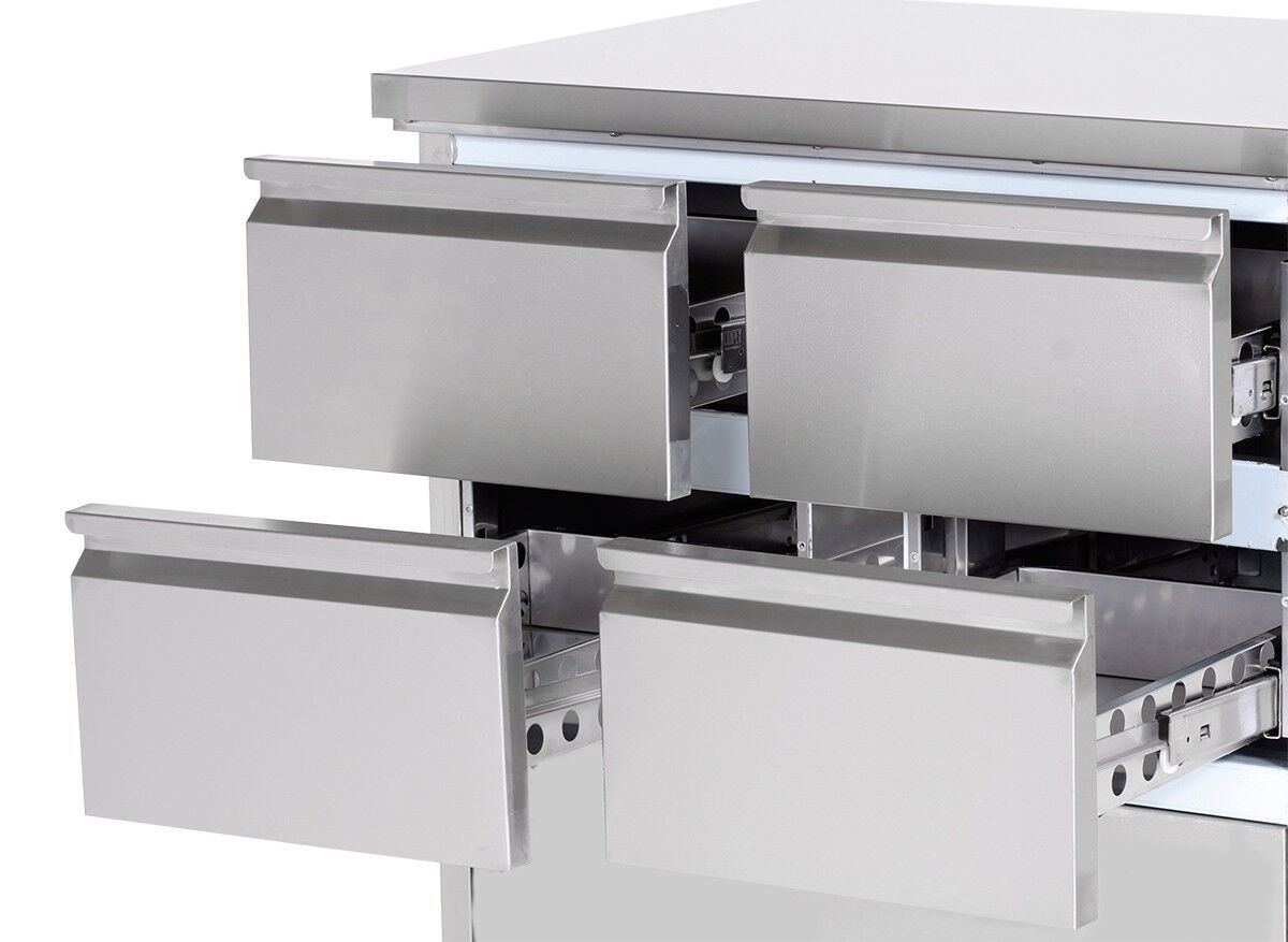 Table réfrigérée ECO - 2230 x 700 mm - avec 1 porte - 6 tiroirs - dosseret