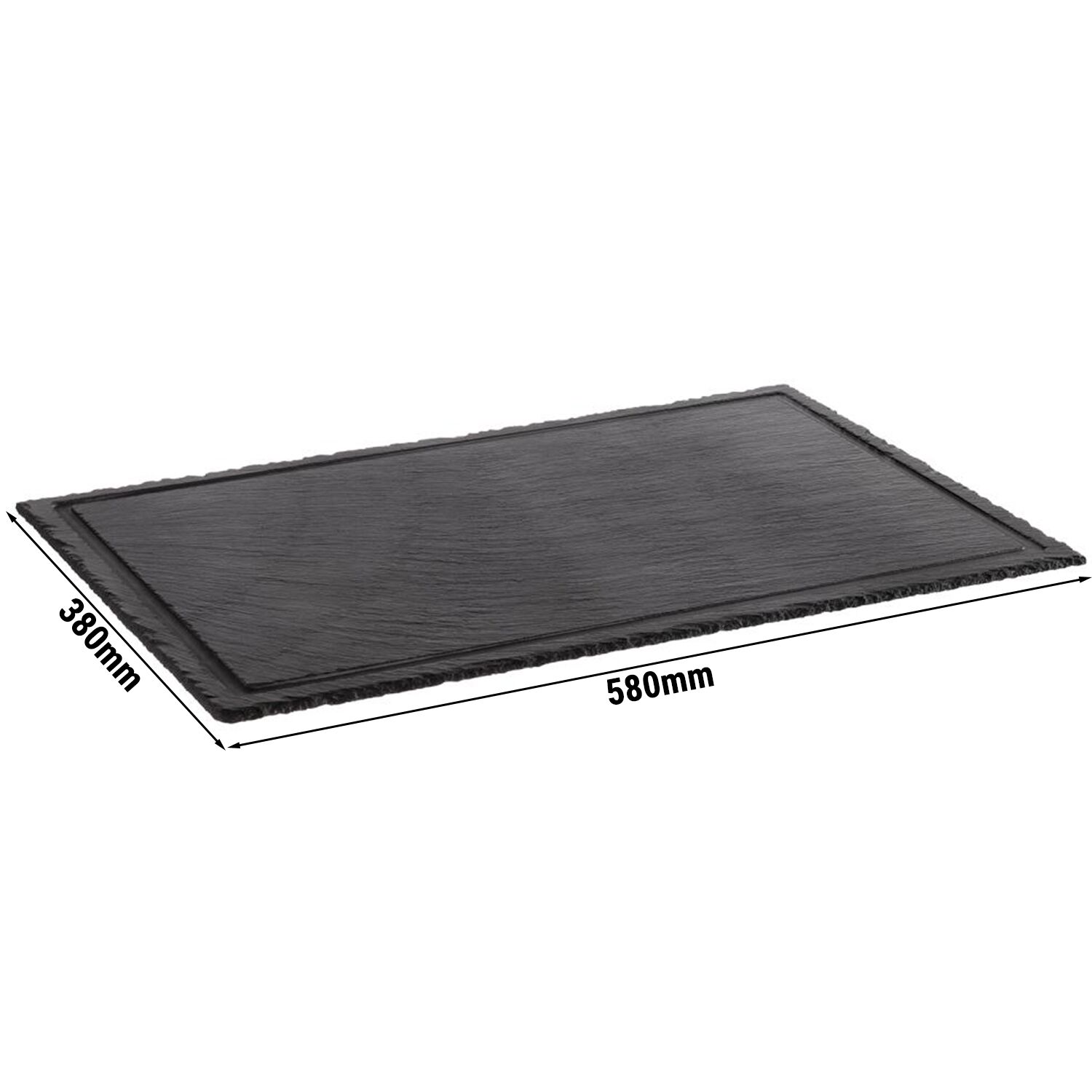 (6 unid) Tábua de ardósia - Ardósia natural - 580x380mm - com sulco para líquidos - Preto