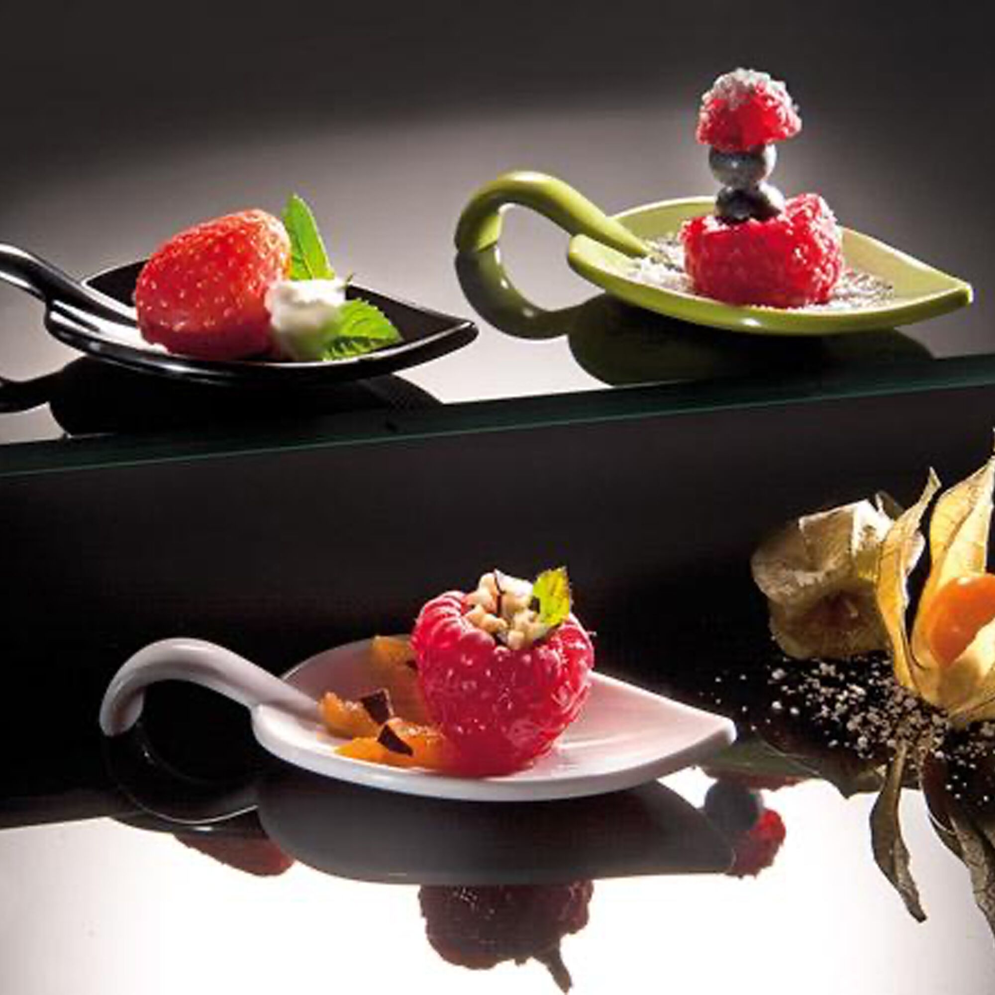 (50 pièces) Cuillères à finger food - LEAF - mélamine - longueur : 100 mm