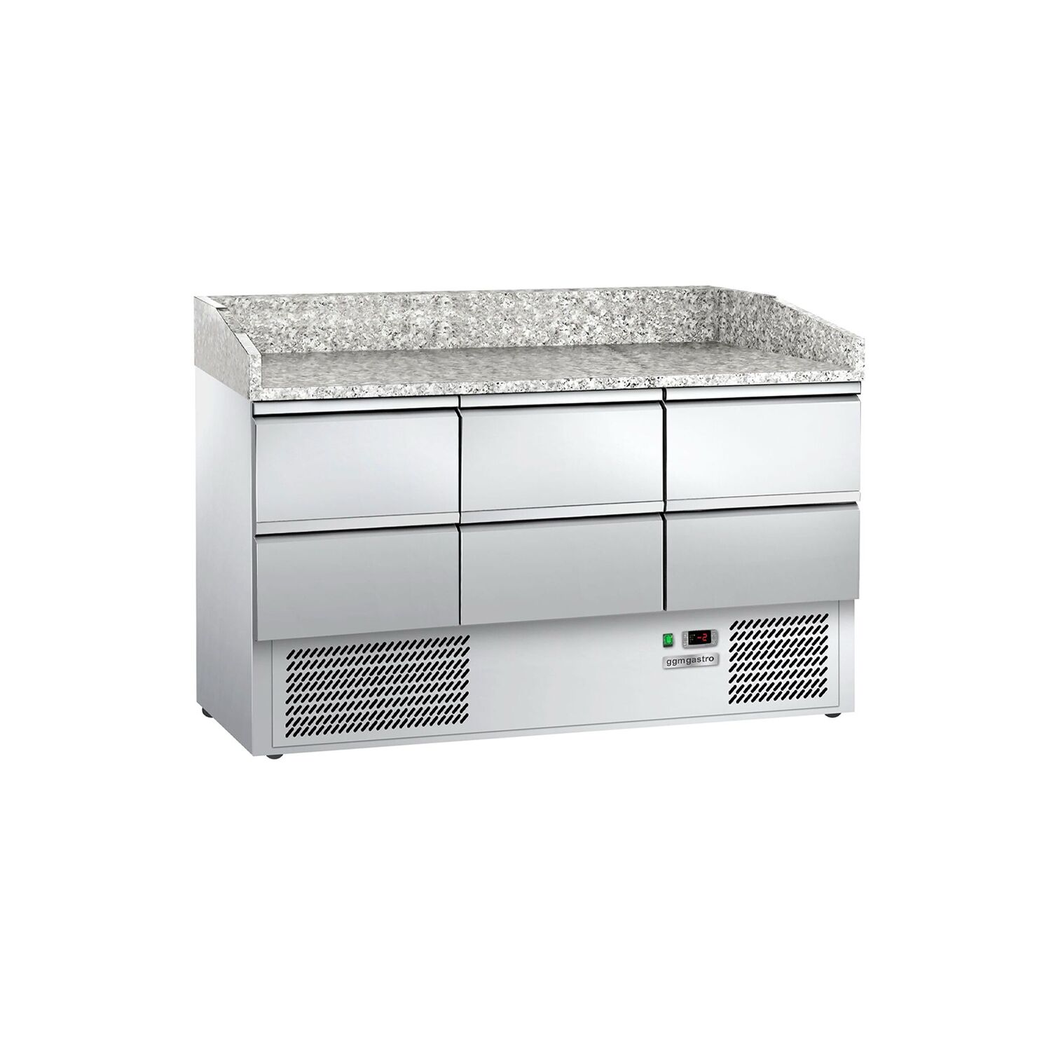 Commercial Pizza Prep Counter - Granite Top ECO - 1400x700mm - with 0 doors & 6 drawers