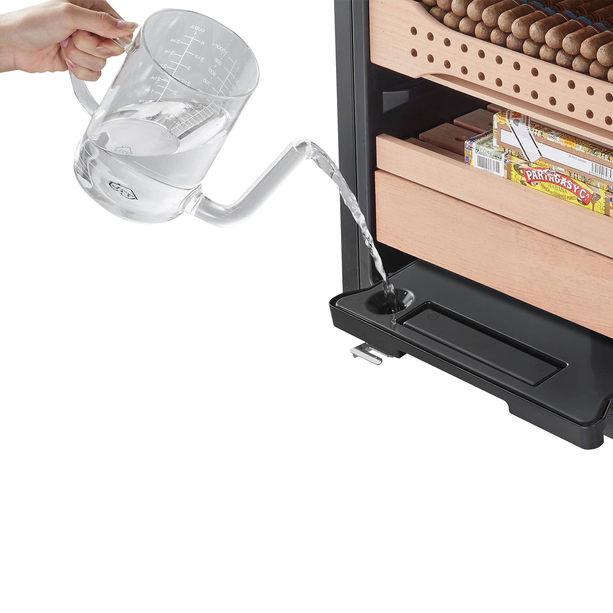 Armoire à Cigares Humidor avec Capteur d'Empreintes Digitales & Application de Contrôle - 113 Litres - pour 850 Cigares - 4 Tiroirs