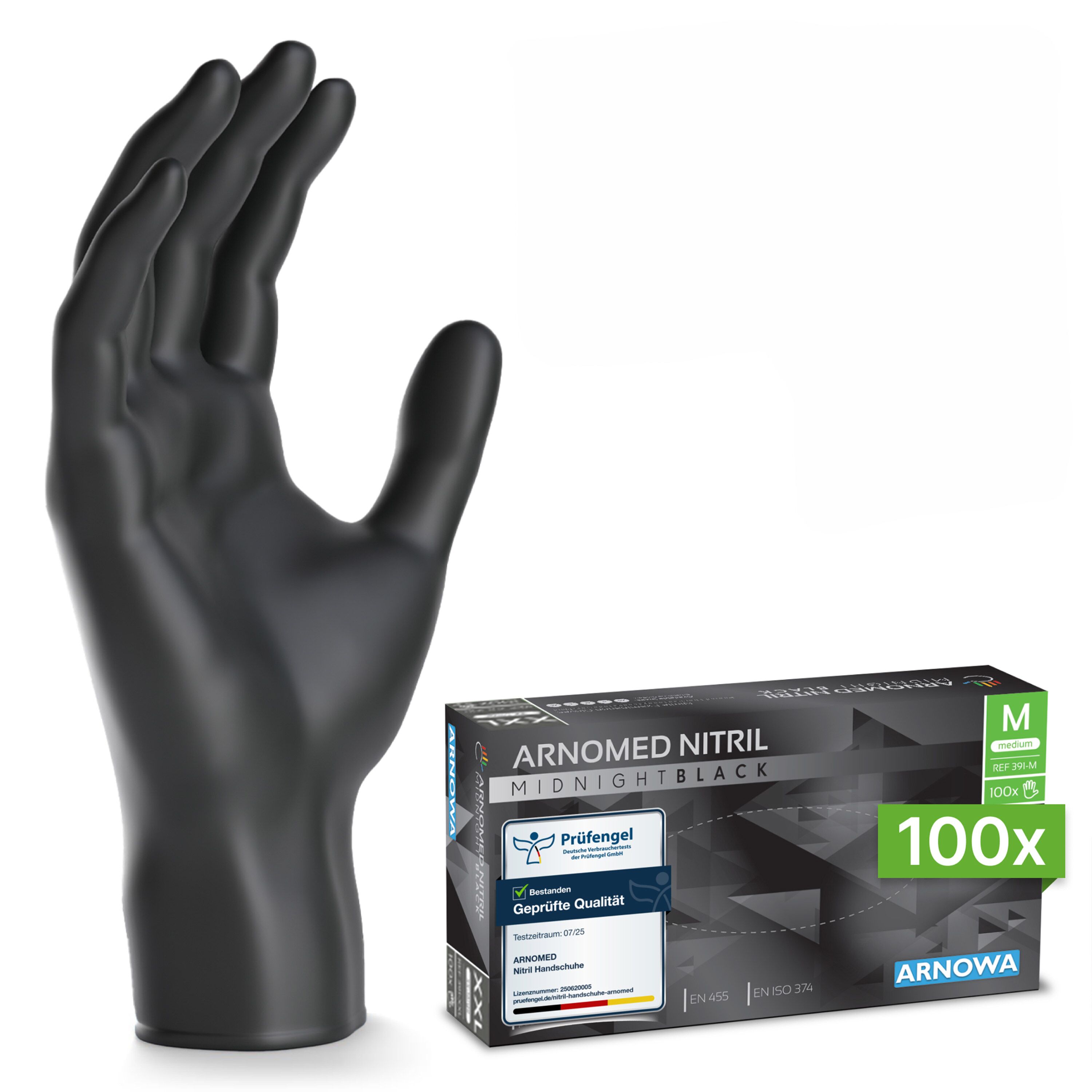 (10 pezzi) ARNOWA | Guanti in nitrile monouso - 100 pezzi - Taglia M - Nero