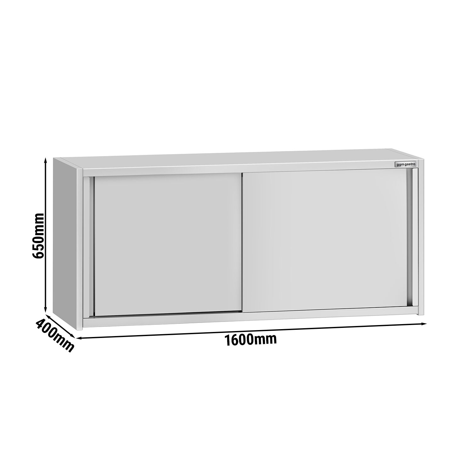 Armoire murale en acier inoxydable ECO - 1600x400mm - avec portes coulissantes - 650mm de haut