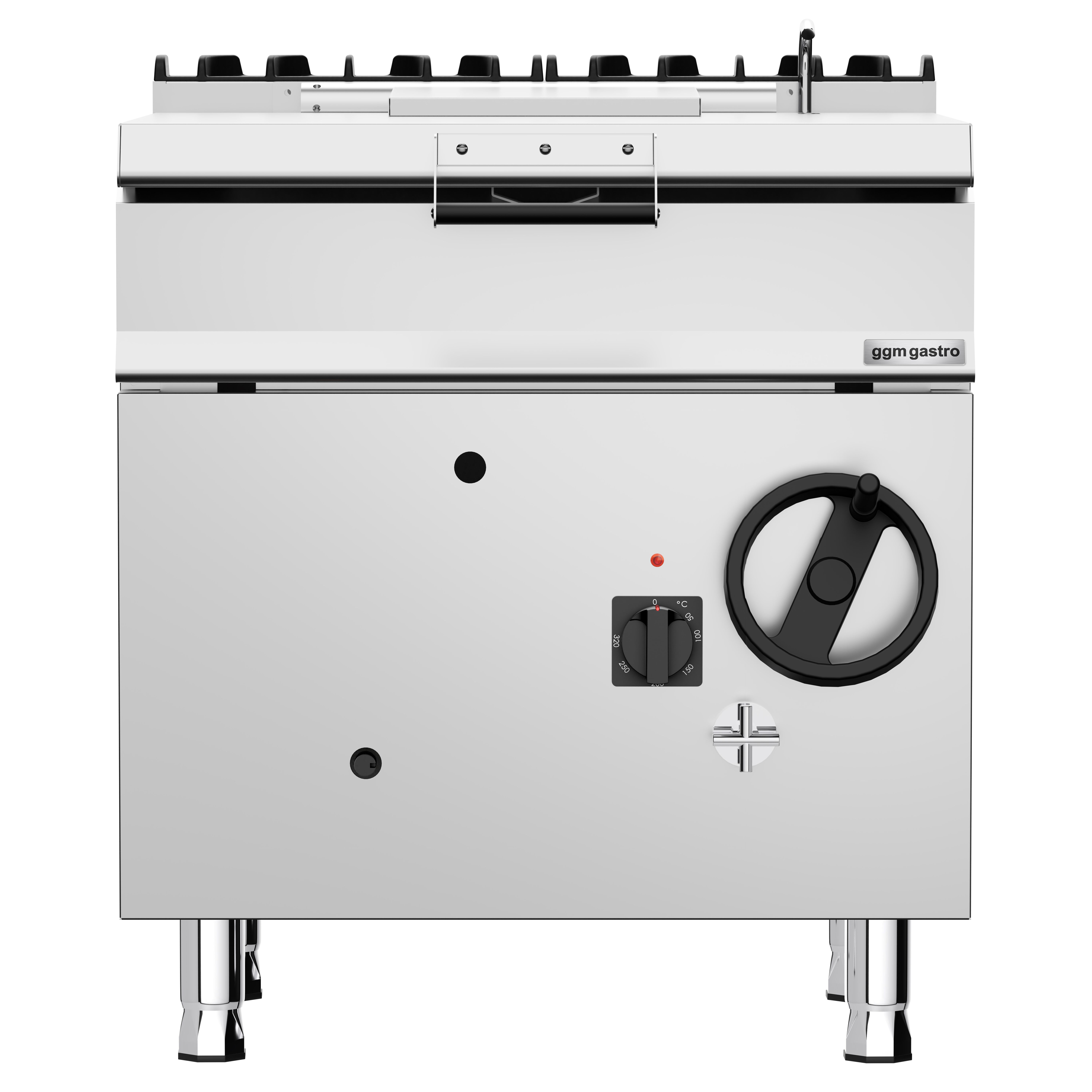 Sauteuse basculante à gaz – 60 litres – 20,5 kW – avec volant manuel et raccordement d’eau