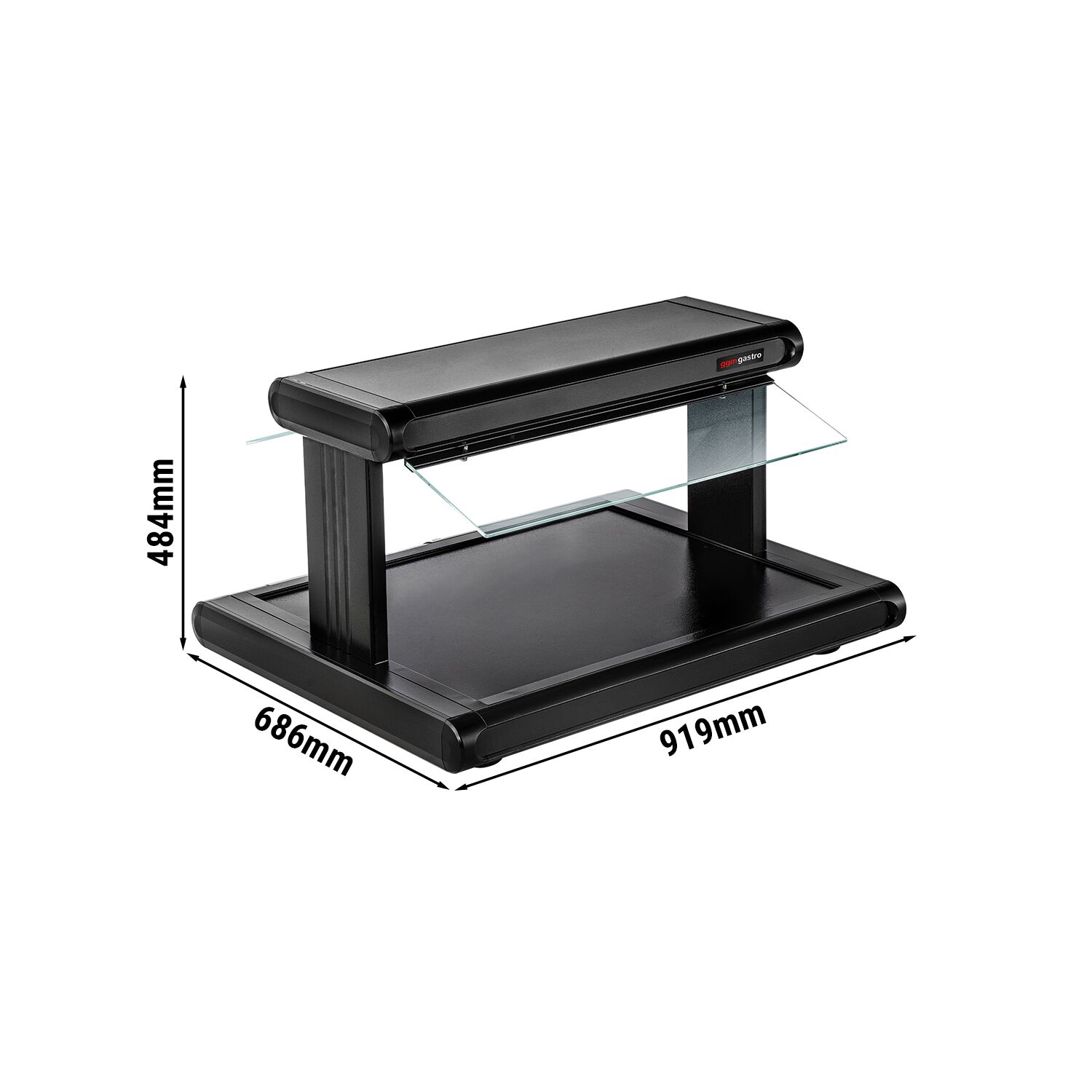 Plaque de maintien en température professionnelle avec surface en verre trempé - 919mm - 630W - avec pare-haleine en verre