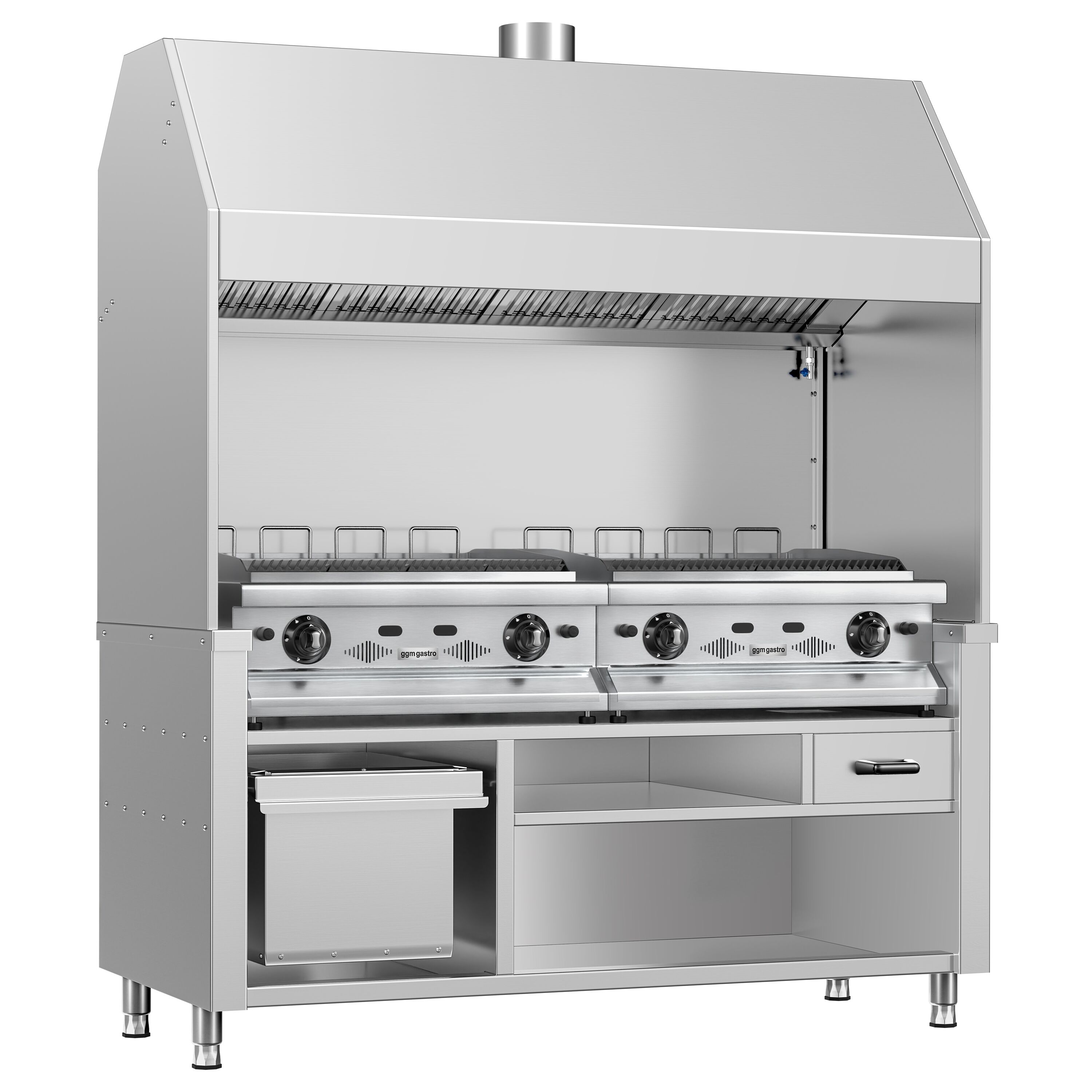 Commercial Gas Chargrill BERLIN - 1760mm - Cast-Iron Cooking Grids - 790mm Deep - 28kW - 8 Grill Grids