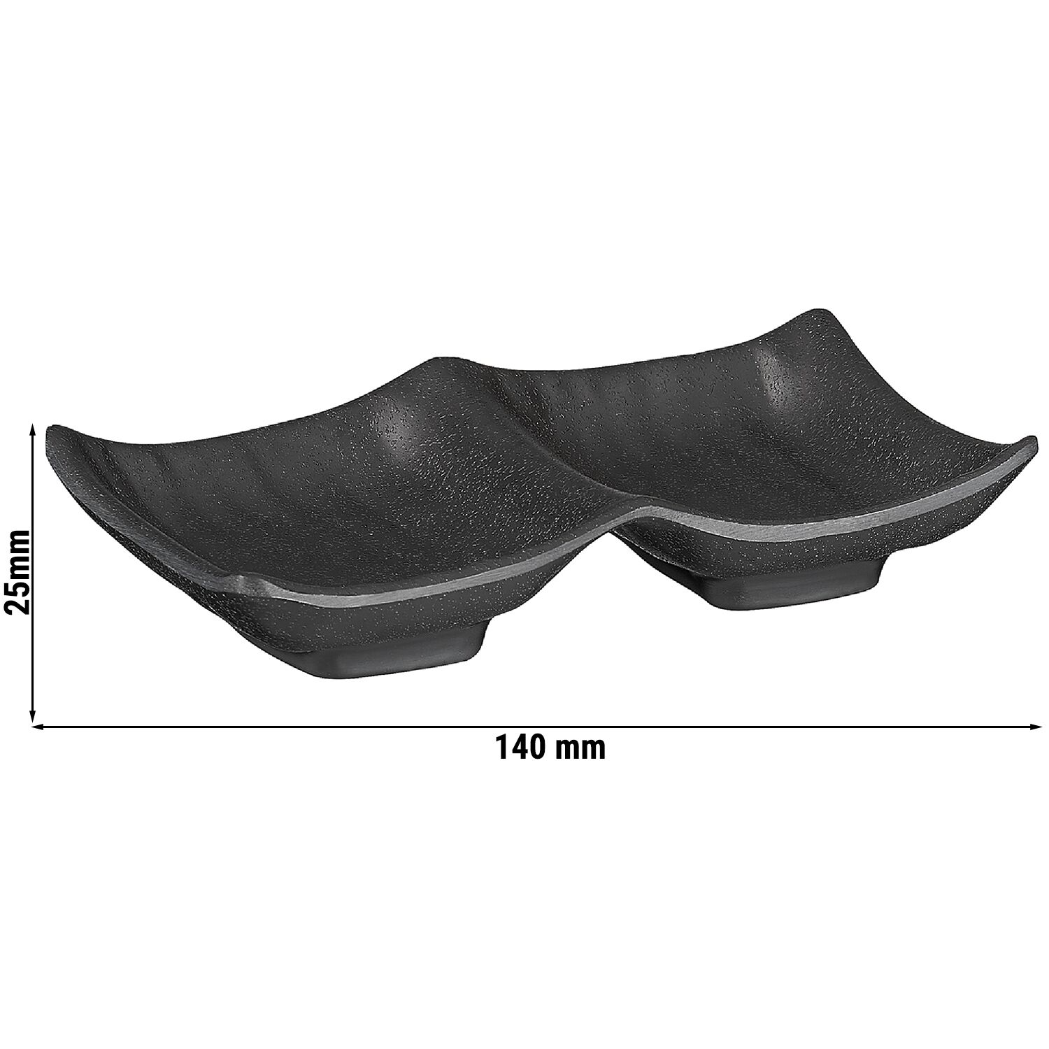 (6 pièces) Bol double - ZEN - Mélamine - 140 x 90 mm - Noir