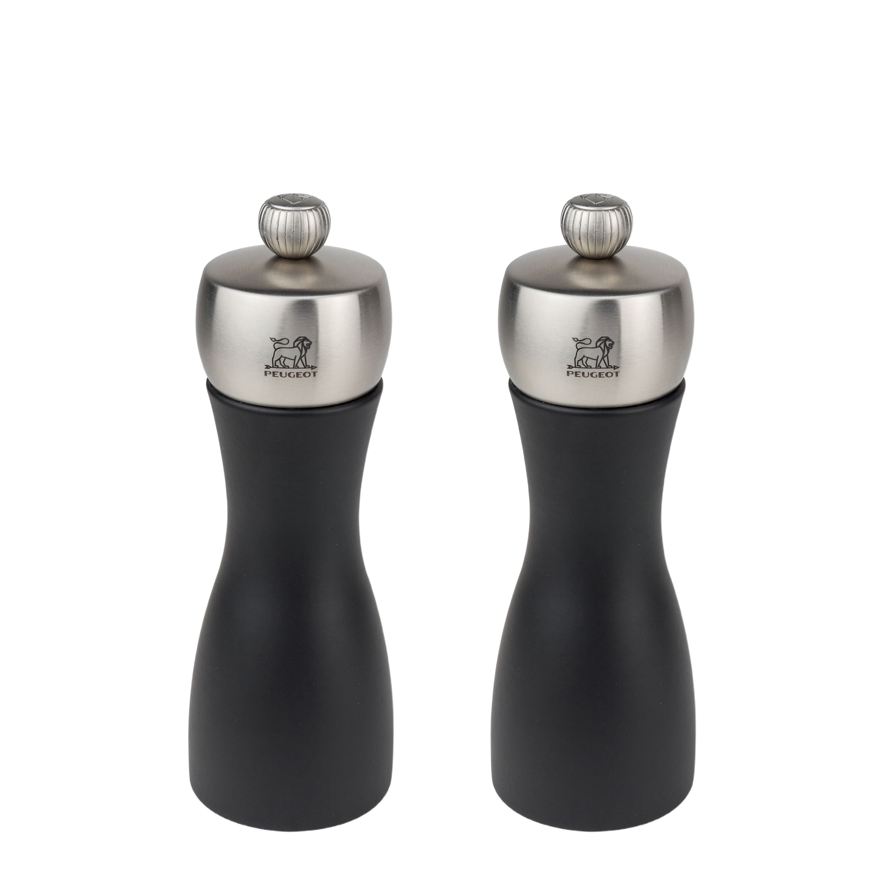 (6 pièces) PEUGEOT | FIDJI - Moulin à sel & à poivre - Bois - Noir mat - Hauteur : 150 mm