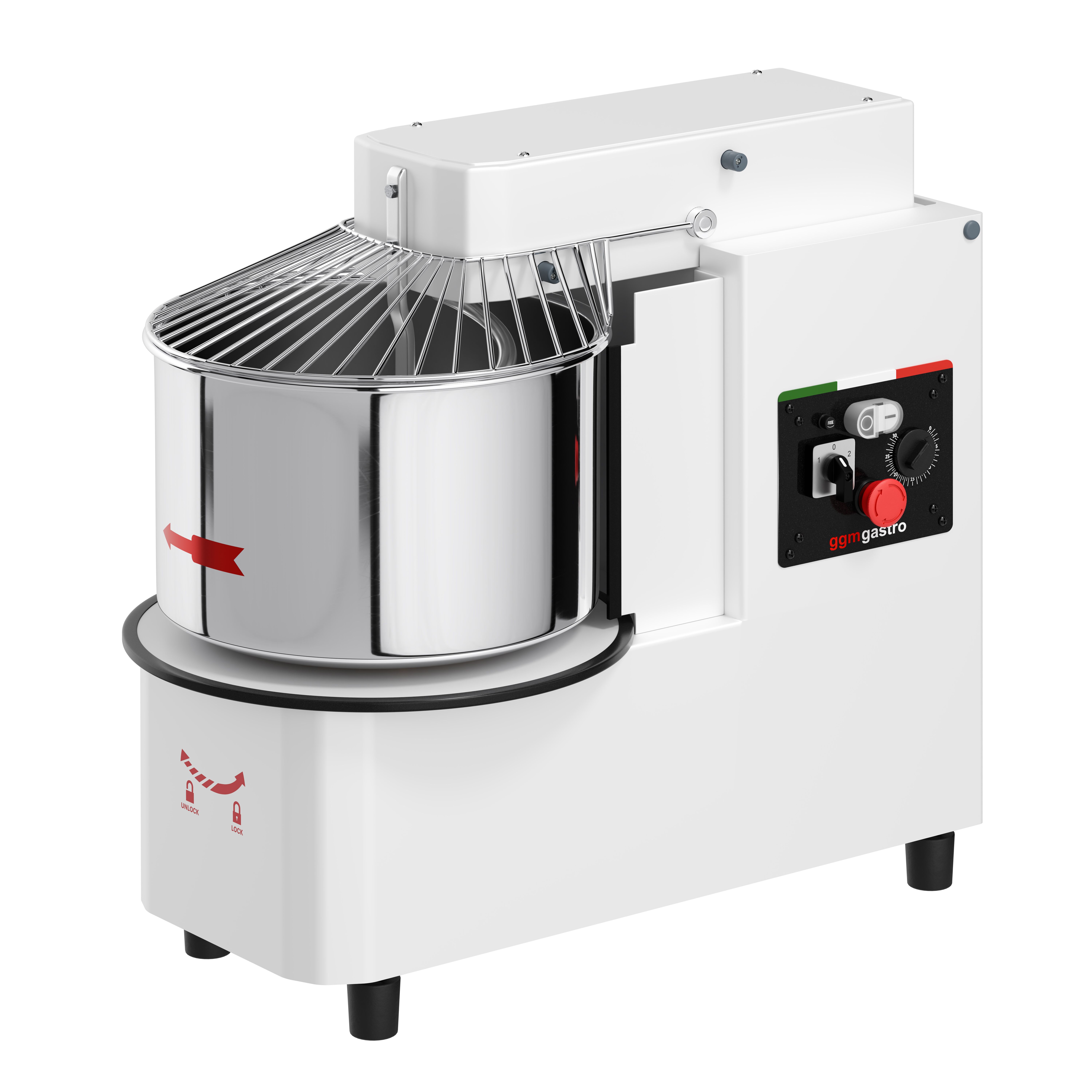 Pétrin à Pâte / Pétrin à spirale - 33 Litres / 25 kg - 2 Vitesses - Cuve Amovible & Tête Relevable - Fonction Minuterie