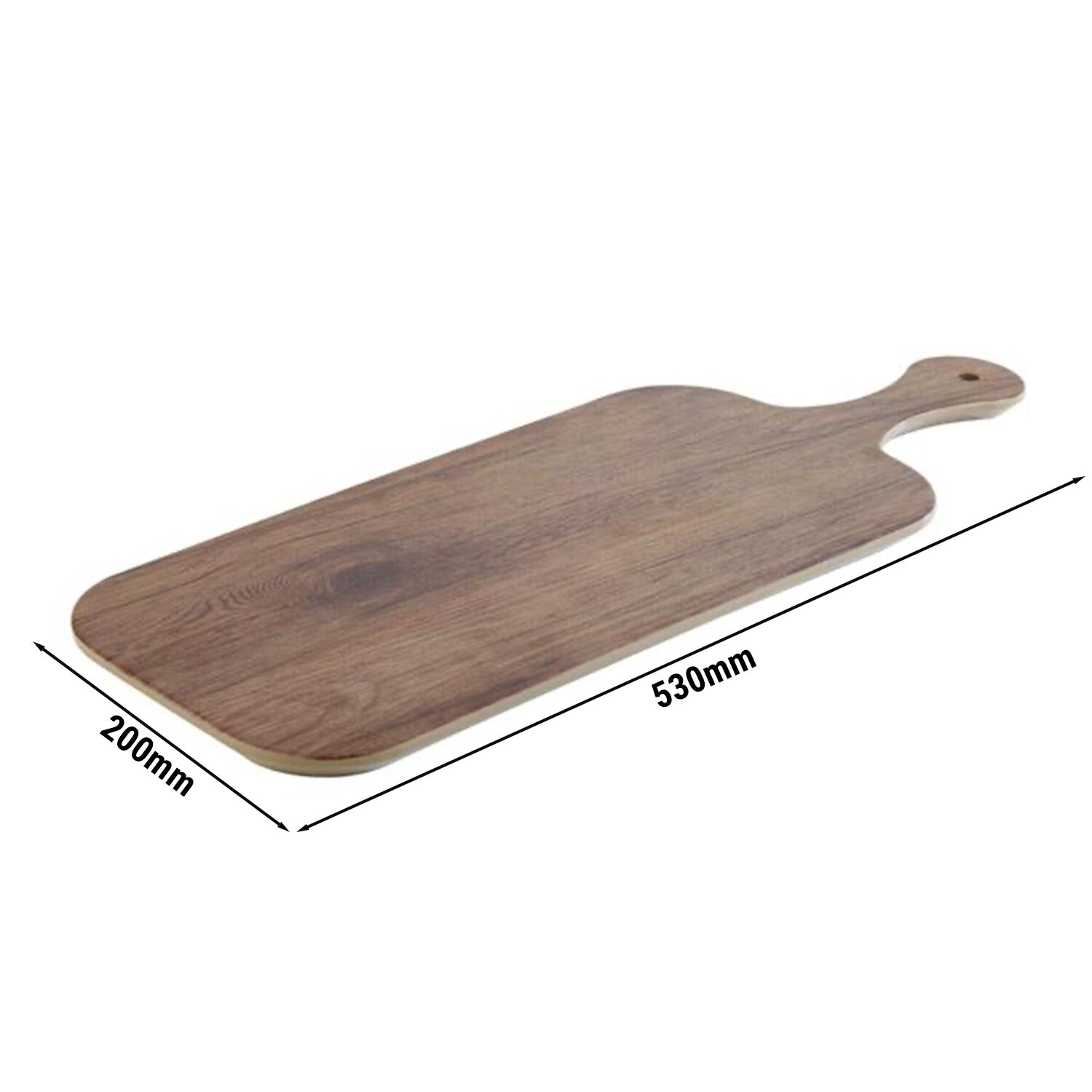 (6 pcs) Plateau de présentation - OAK - Mélamine - 530x200mm - Hauteur:15mm - Brun - empilable, compatible lave-vaisselle
