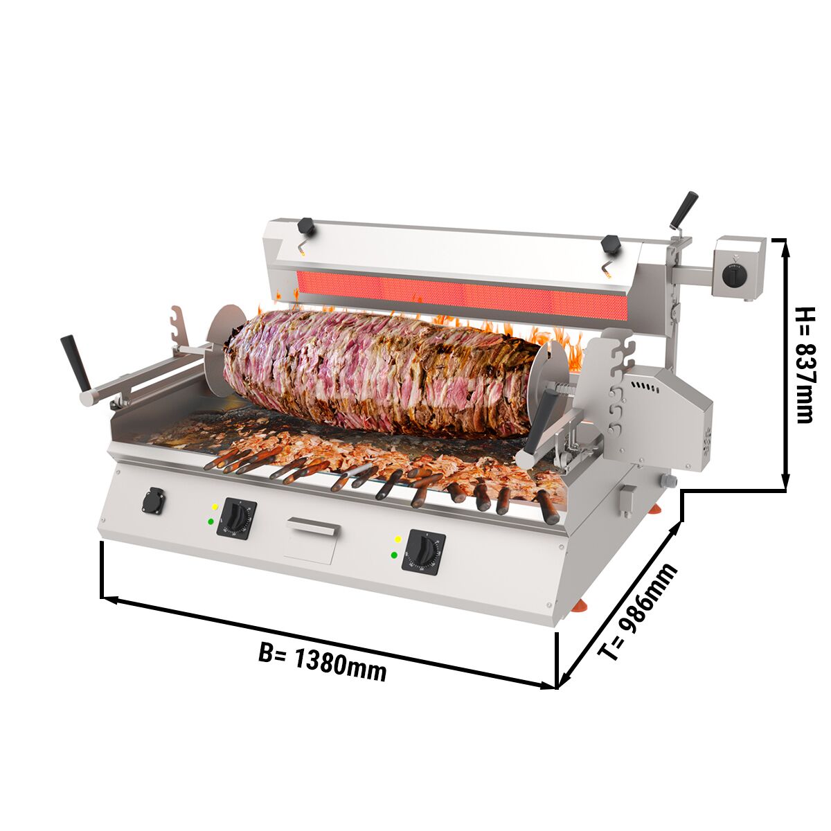Elektro Cag Kebab Maschine - 9,8kW - max. 85 kg - horizontal - Tischgerät
