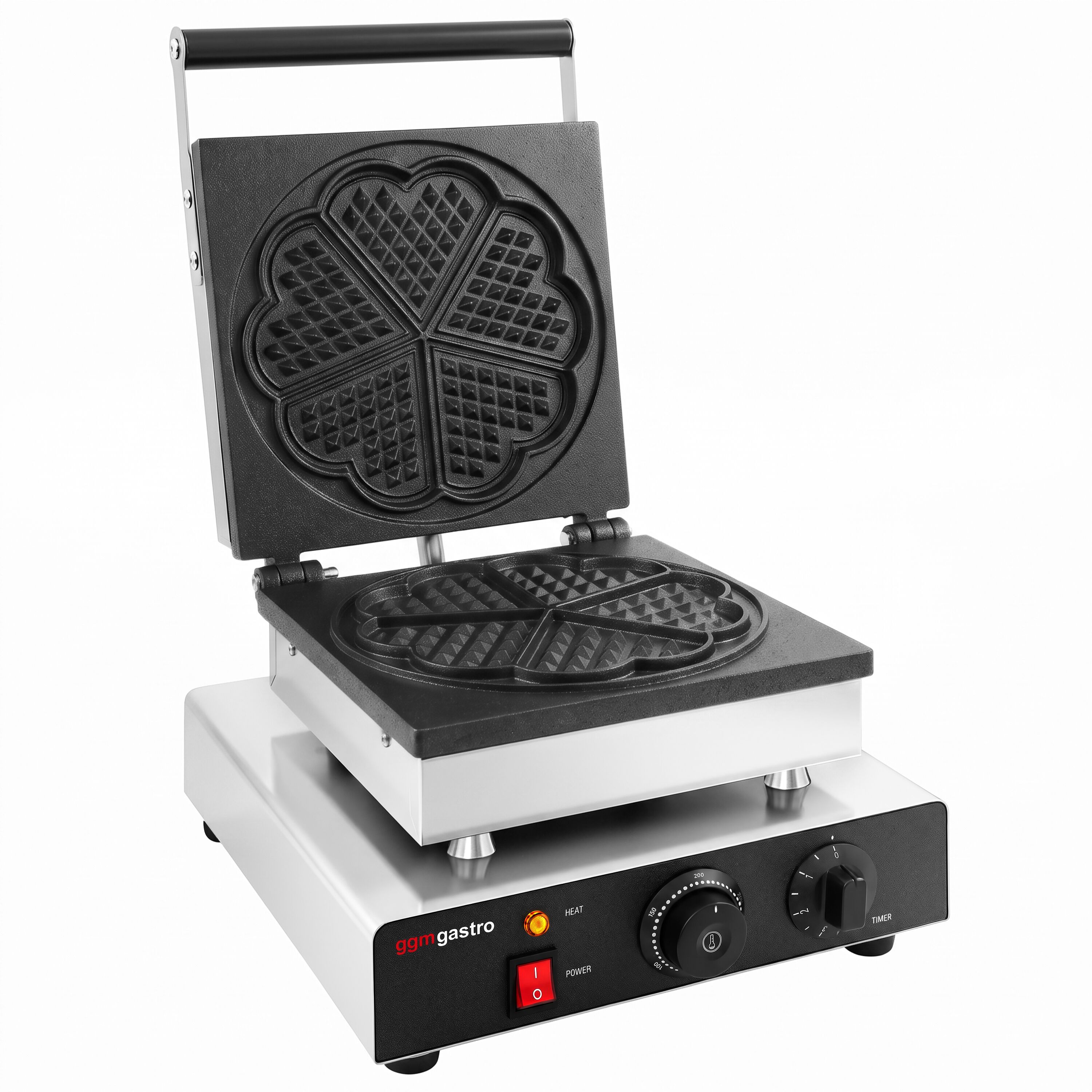 Waffle iron - Single - Manual - 1,75 kW - Shape: Heart flower - Teflon-coated baking plates