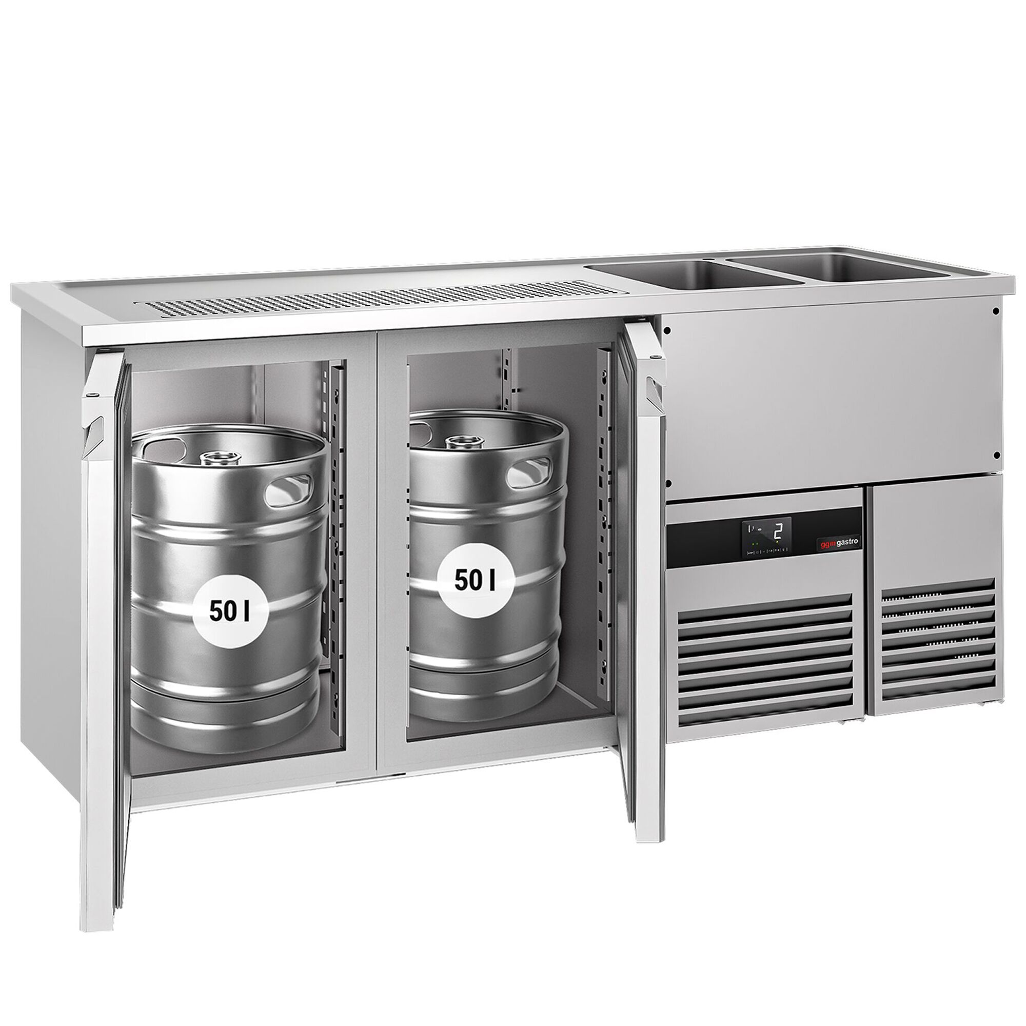 Comptoir de bar réfrigéré PREMIUM - 1950x700mm - 2 portes