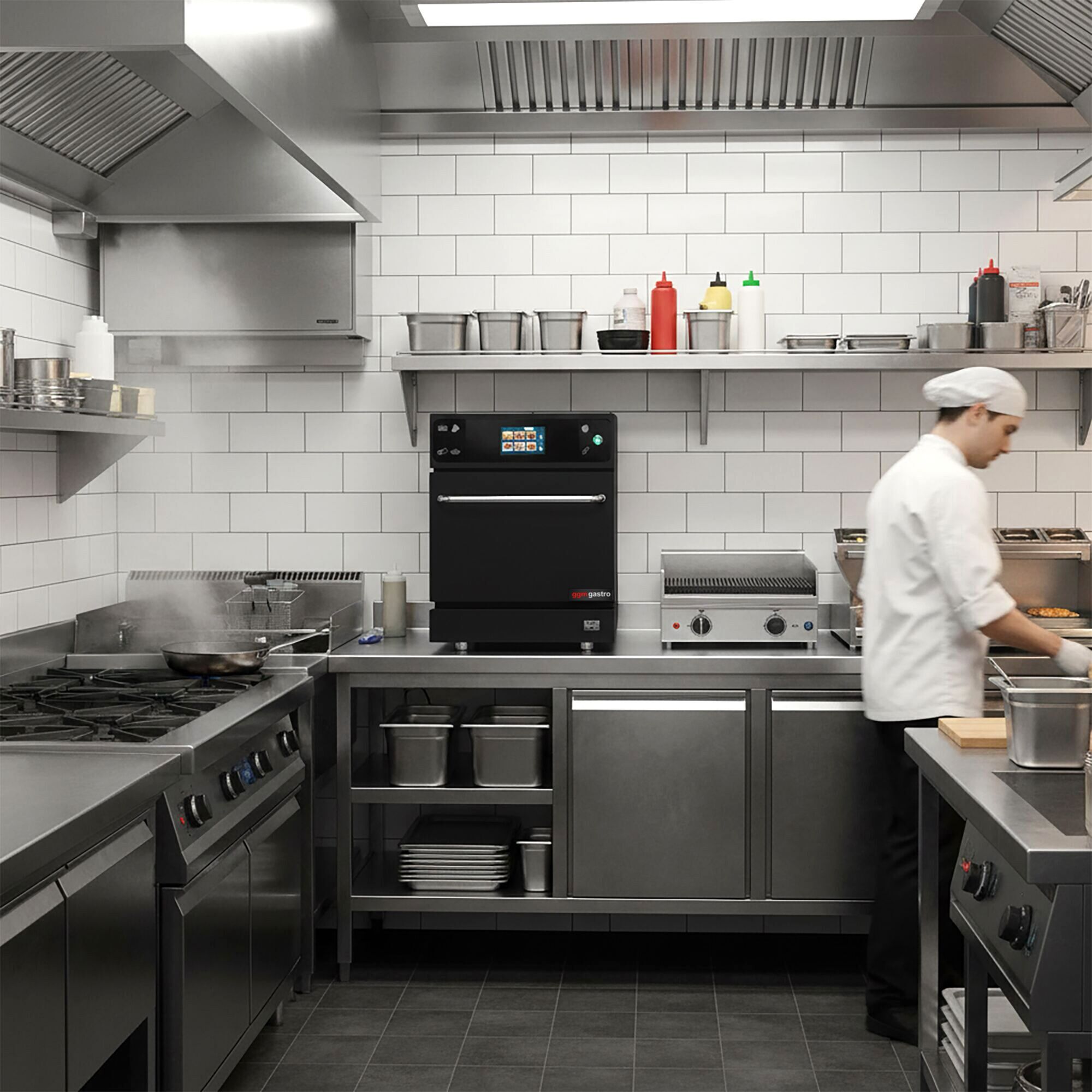 Four à cuisson accélérée - 3,5 kW - noir - incl. plaque à pizza, panier, plaque antiadhésive | cuisson 80 % plus rapide