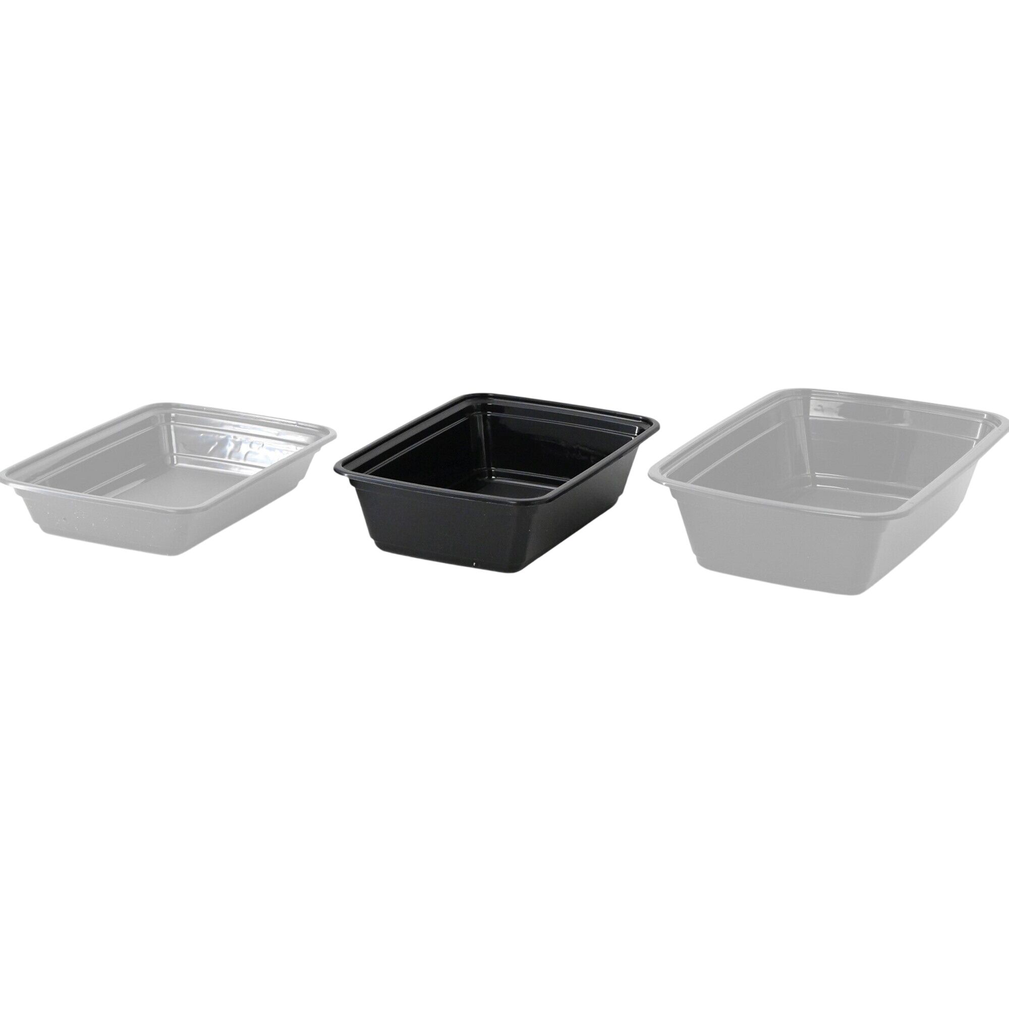 (300 pcs) Barquette réutilisable - 700ml - Rectangulaire - Noir