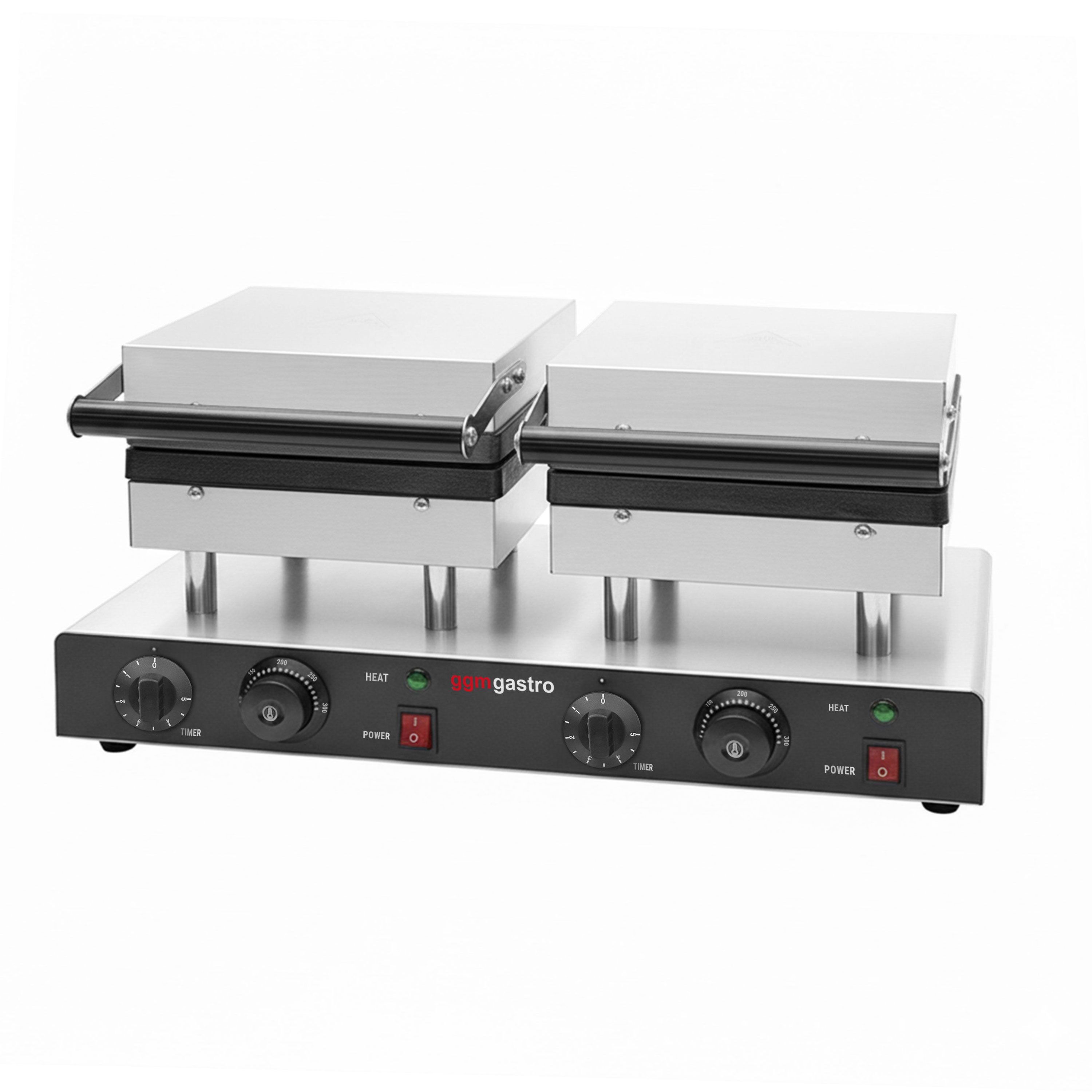 Gaufrier – double – manuel – 4 kW – Forme : 2 gaufres de Bruxelles – plaques de cuisson revêtues de téflon