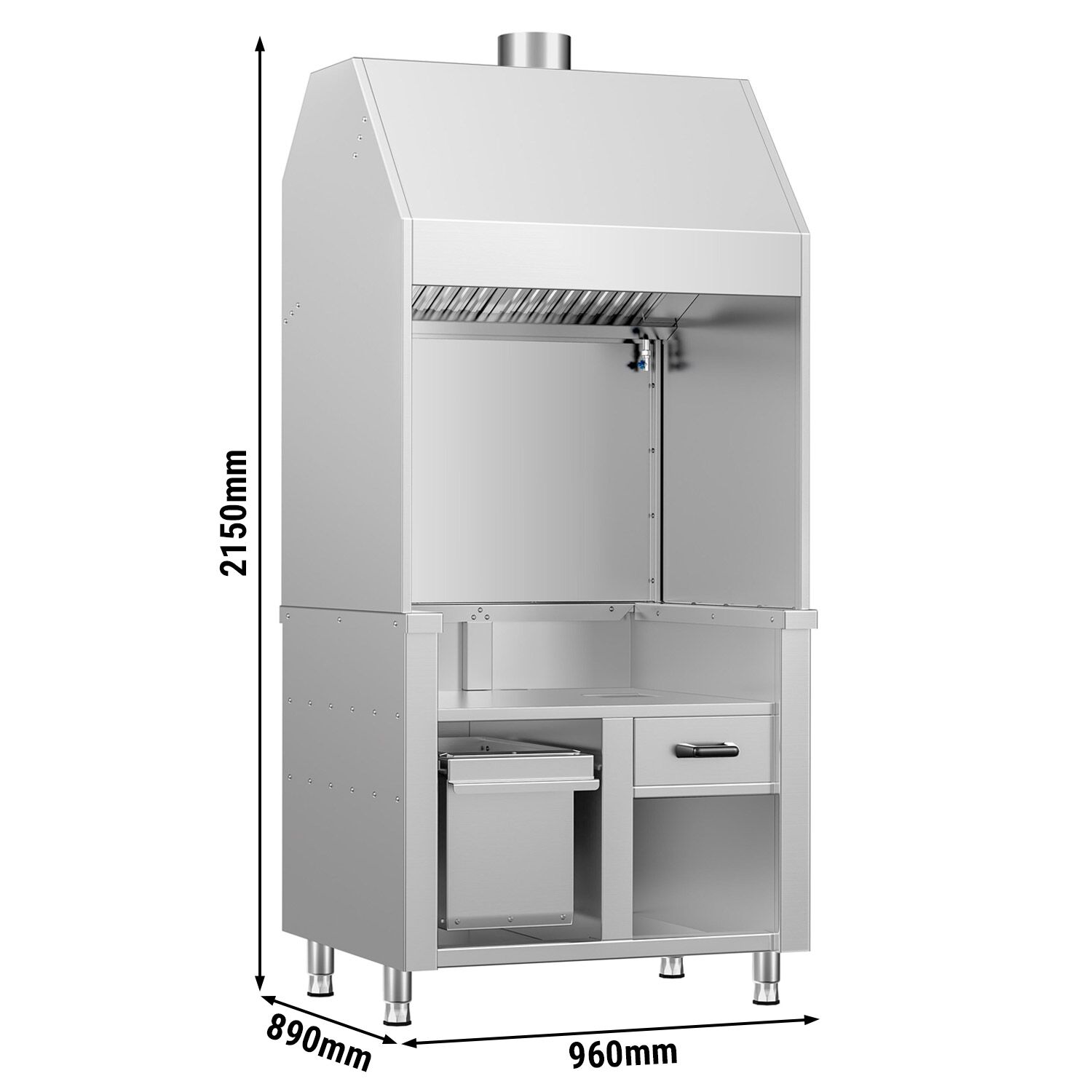 Élément neutre pour grill à charbon de bois / à gaz BERLIN – 960 mm – inox