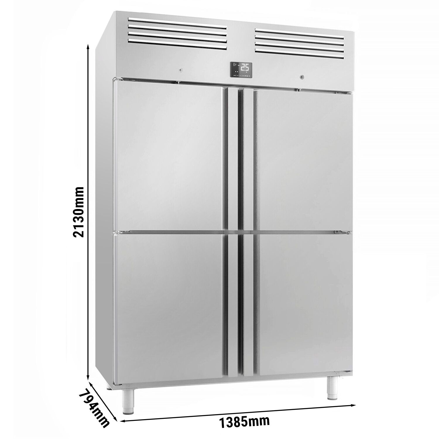 Armoire réfrigérée positive Inox AISI 304 PREMIUM PLUS - GN 2/1 - 1240 L - avec 4 demi-portes